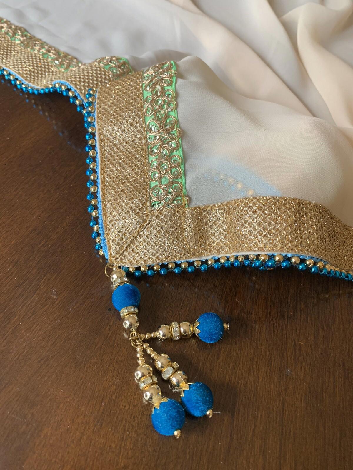 Soft Pink Pastel Designer Faux Georgette Saree