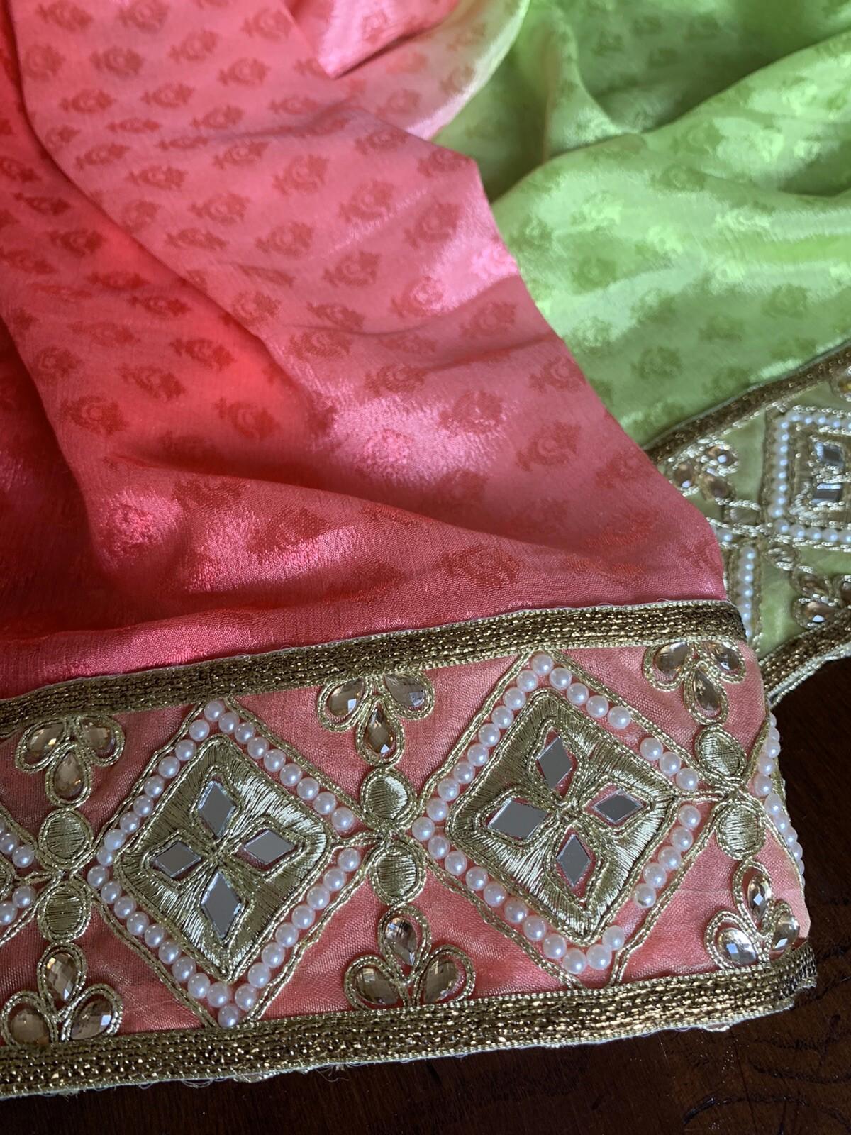 Multi-color Shaded Designer Faux Crepe Saree