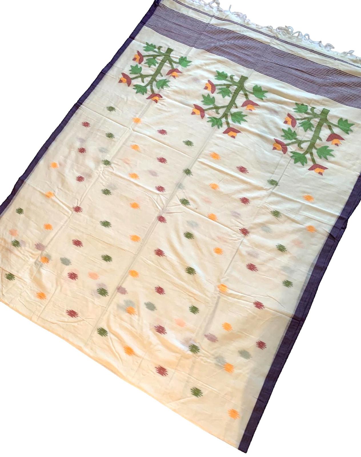 Festival Saree Cotton Khadi Jamdani Sari Casual Wear Partywear Saree