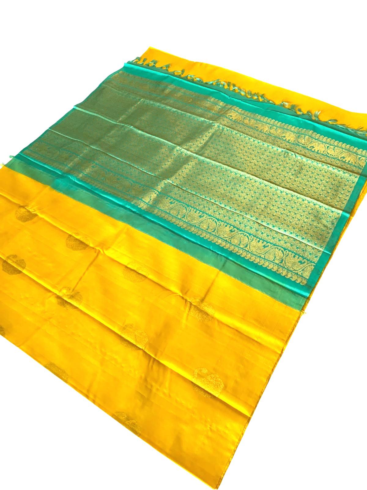 Haldi Ceremony Saree Kanchipuram Silk Saree for Women Wedding Sari Kanjeevaram