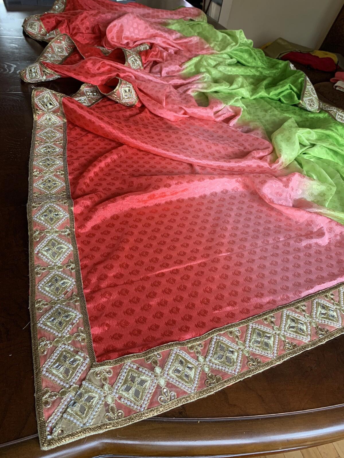 Multi-color Shaded Designer Faux Crepe Saree