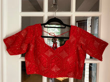 Load image into Gallery viewer, Red Chikankari Sequined Blouse