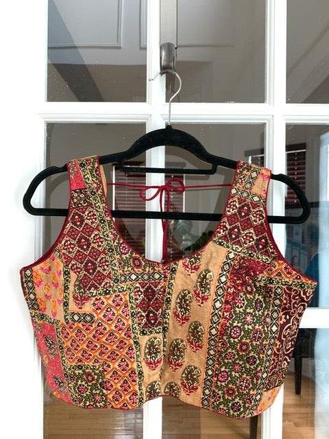 Sleeveless Ethnic Printed Blouse