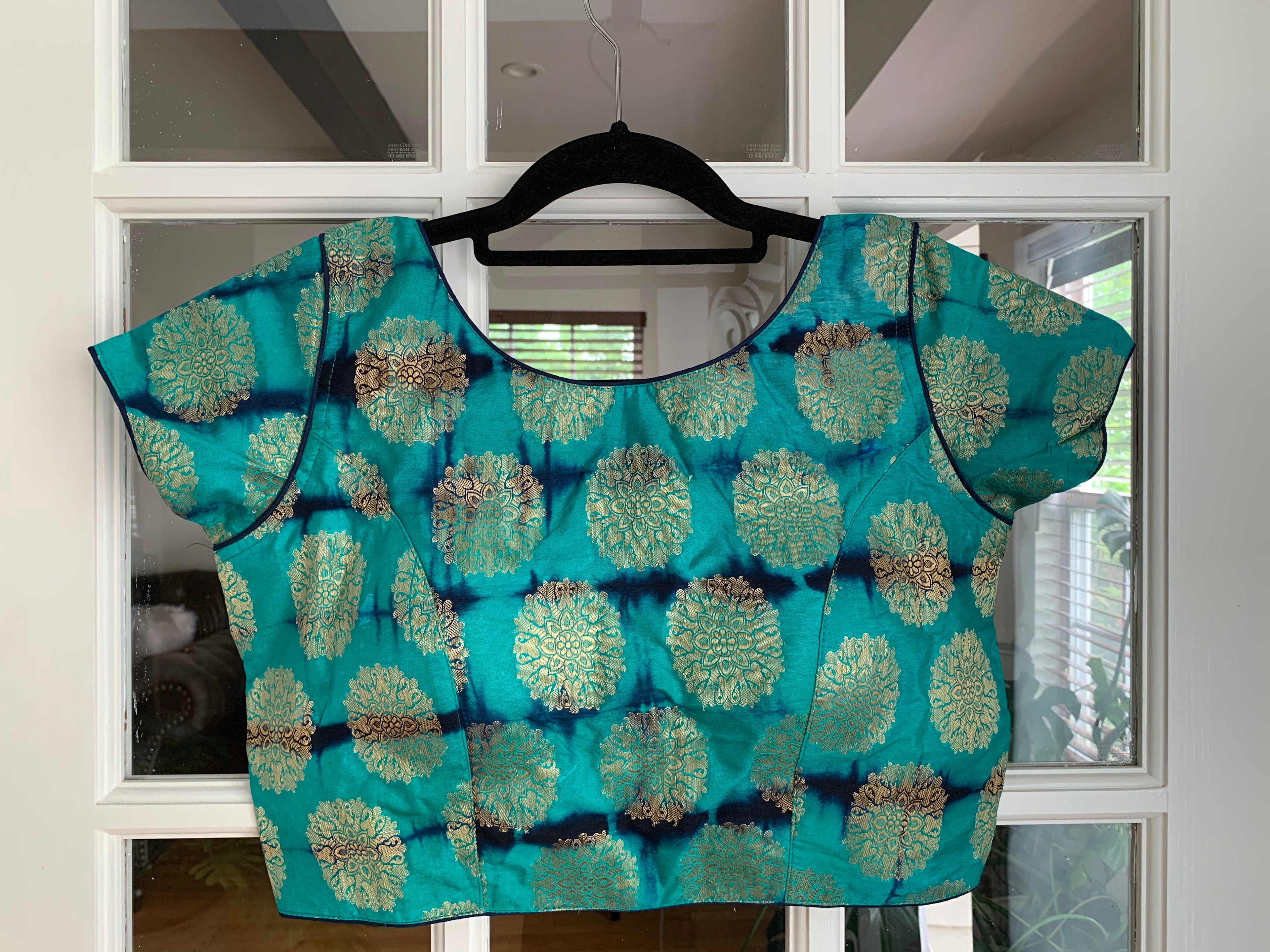 Green Tie and Dye Banarasi Blouse