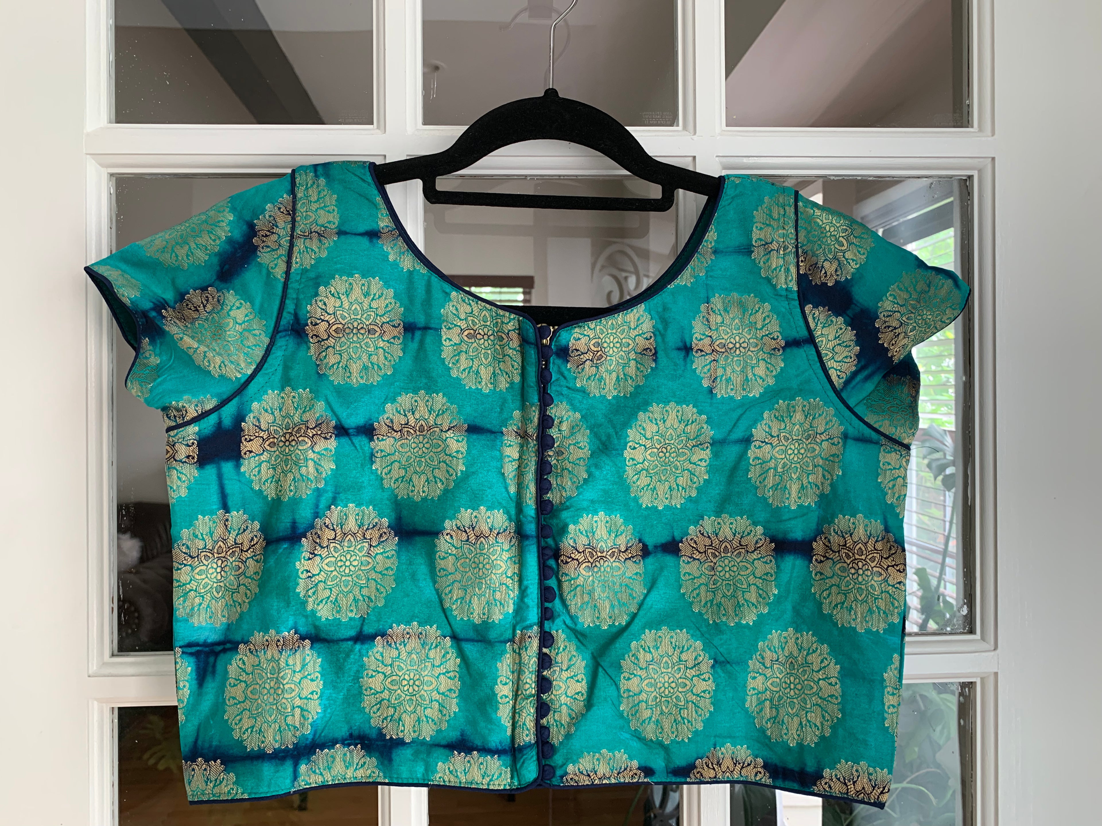 Green Tie and Dye Banarasi Blouse