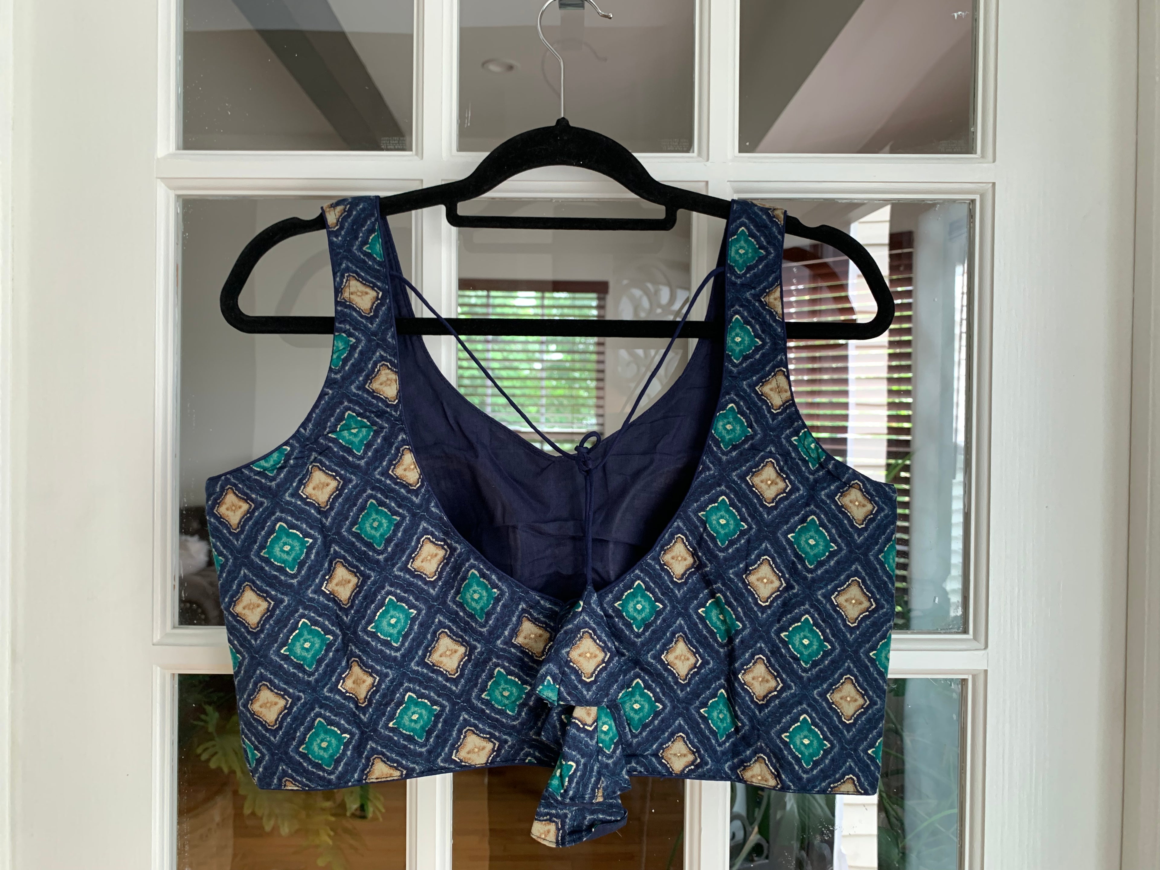 Navy Blue Printed Blouse