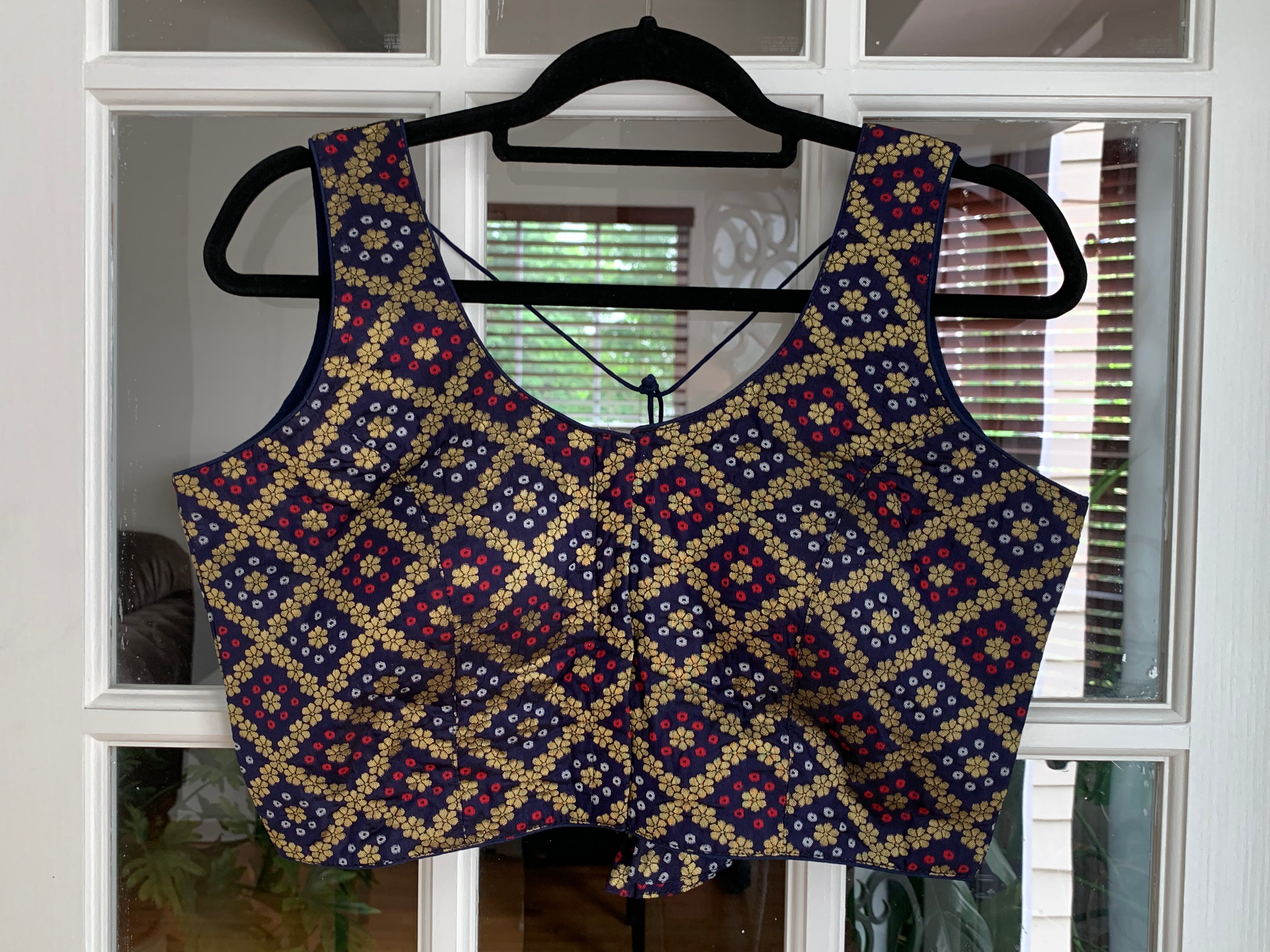 Navy Blue Bandhani Design Blouse