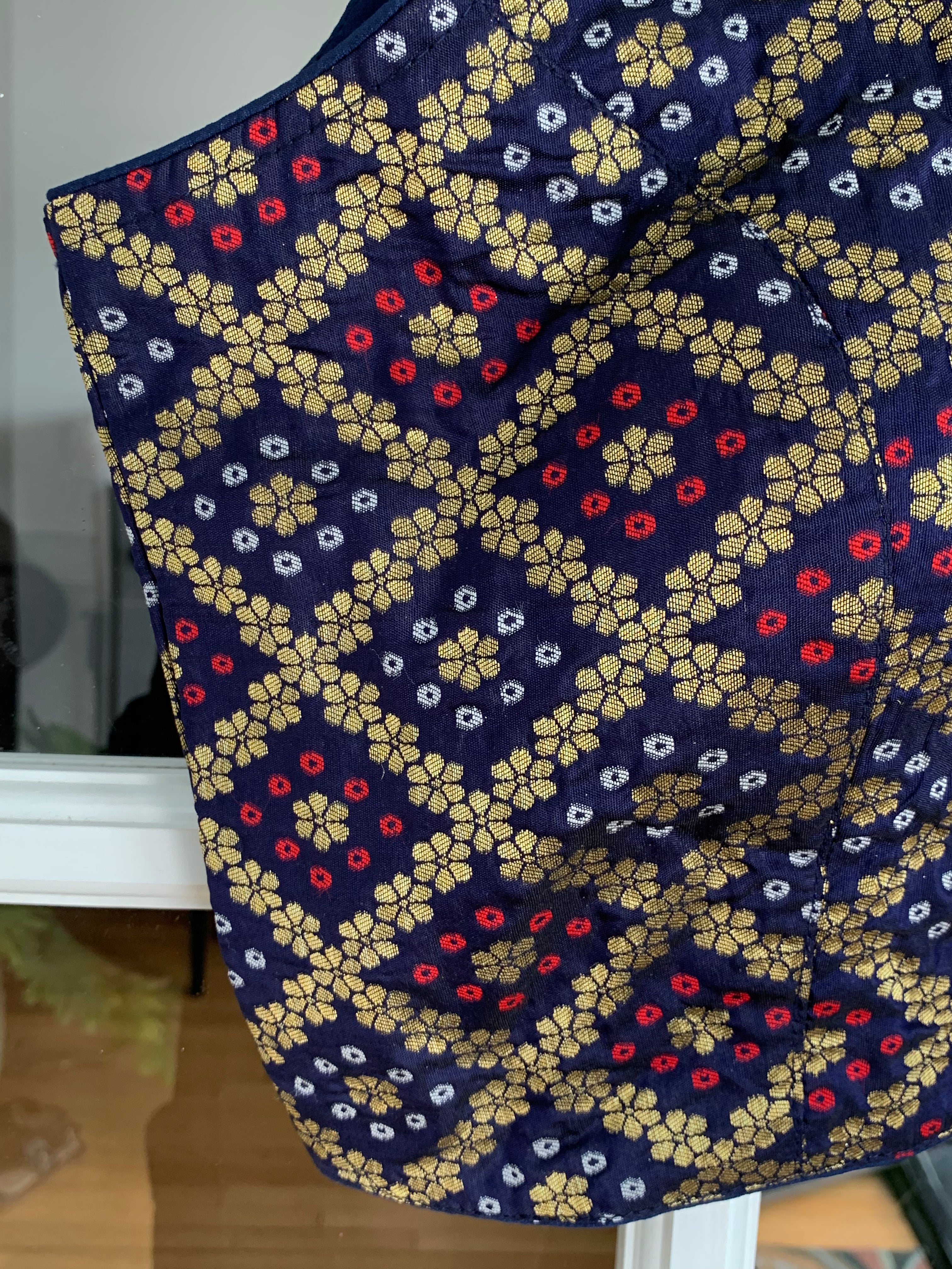 Navy Blue Bandhani Design Blouse