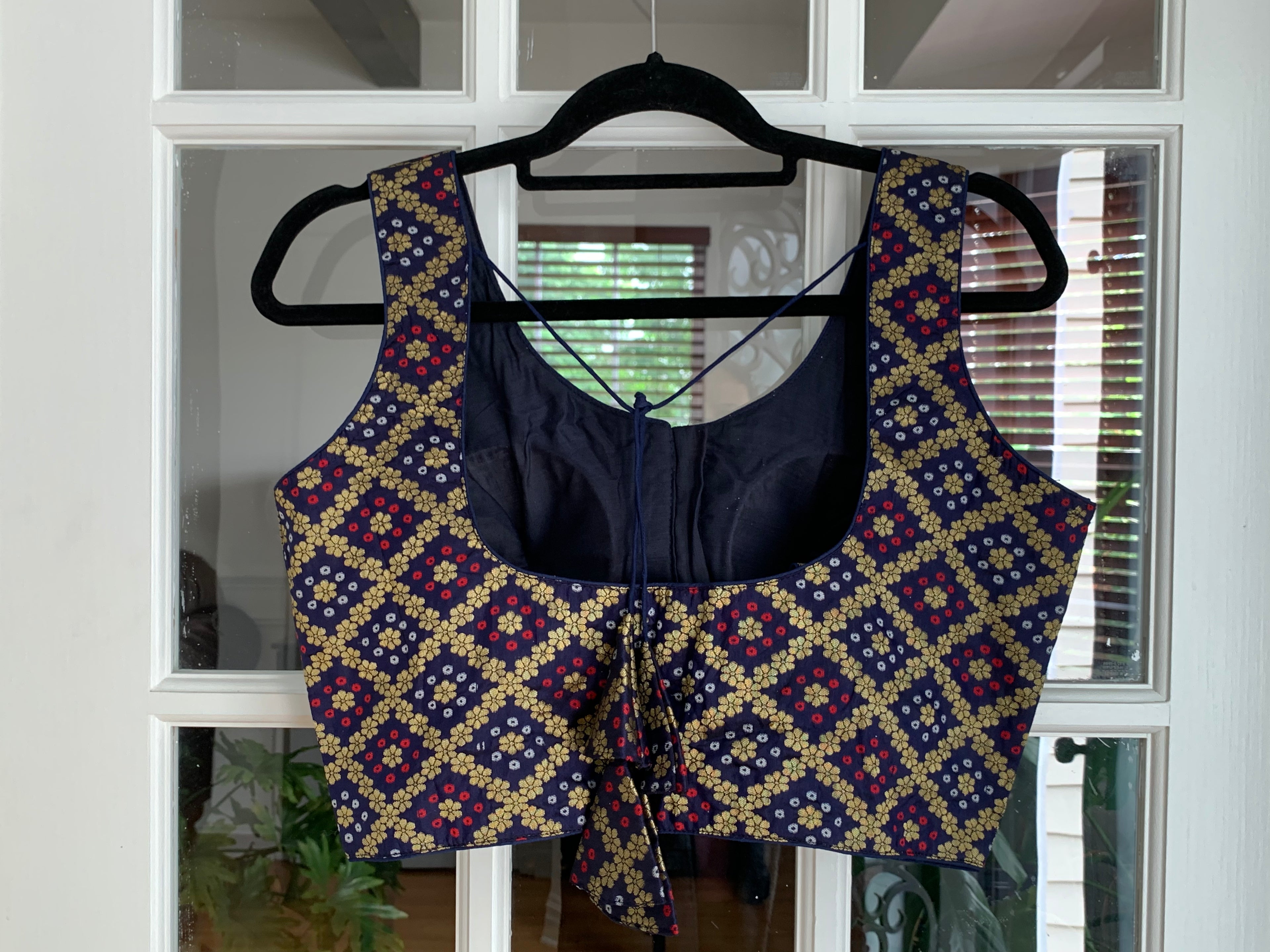 Navy Blue Bandhani Design Blouse