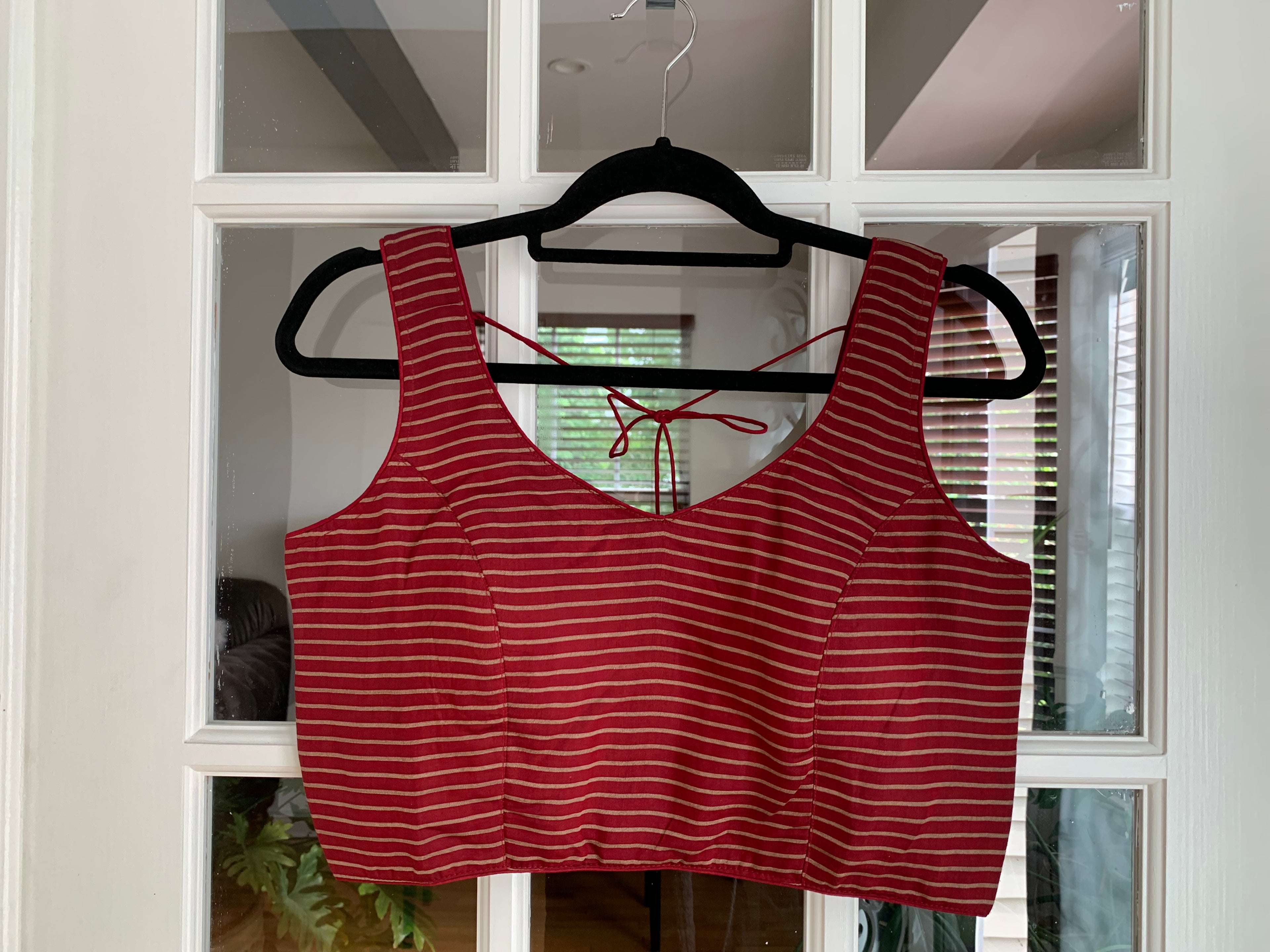 Striped Maroon Red Blouse