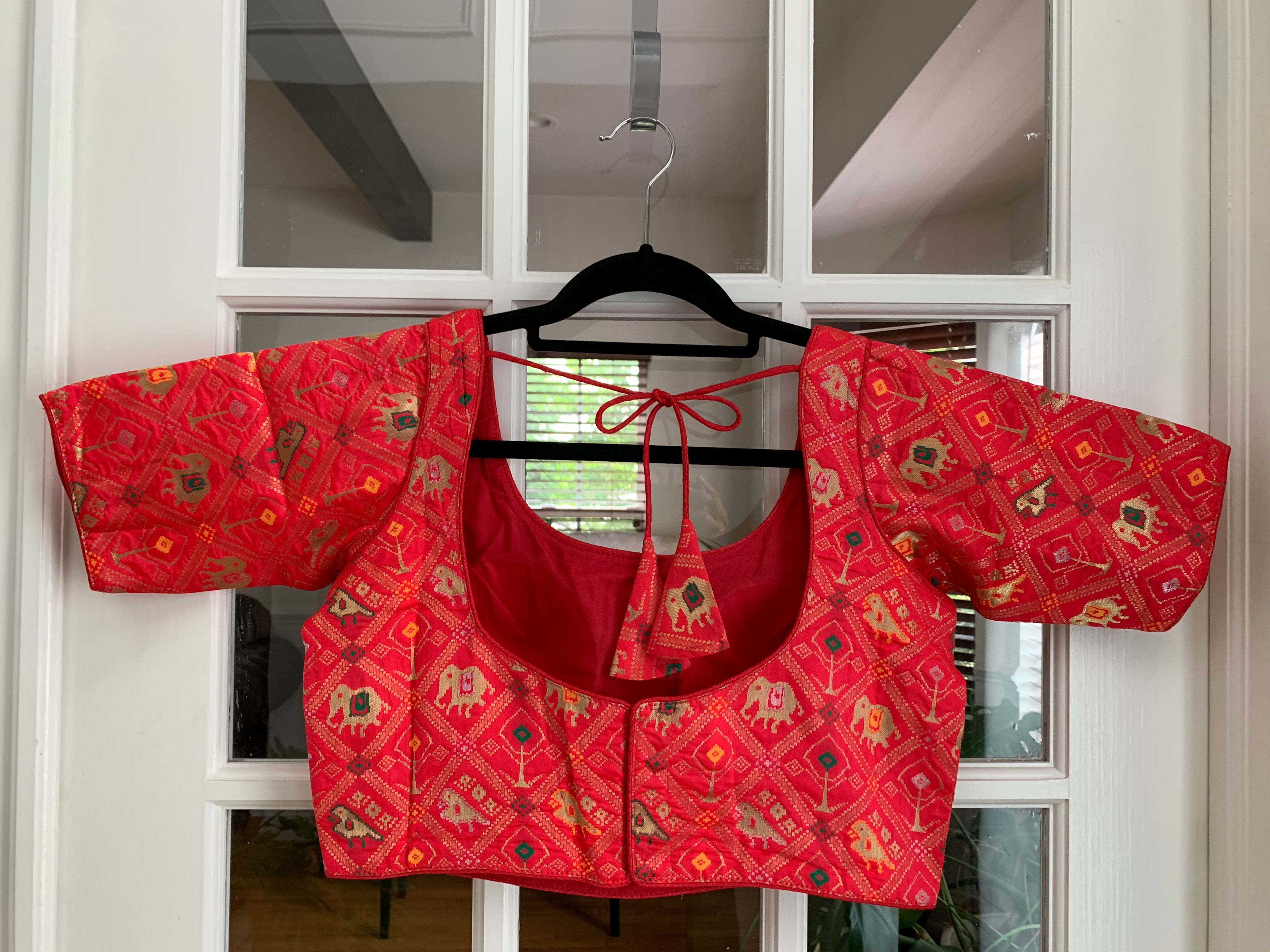 Checkered Patola Design Banarasi Blouse