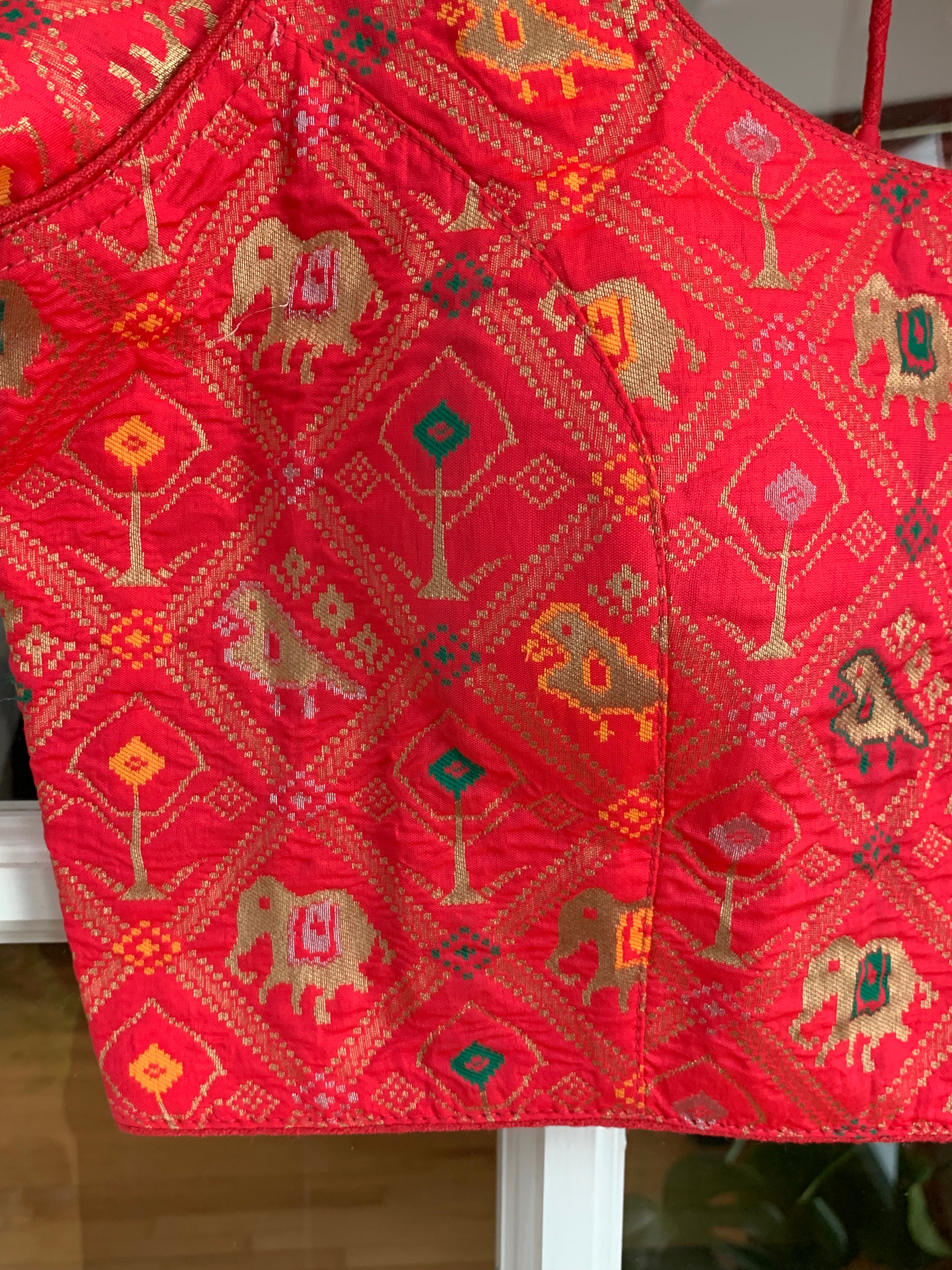 Checkered Patola Design Banarasi Blouse