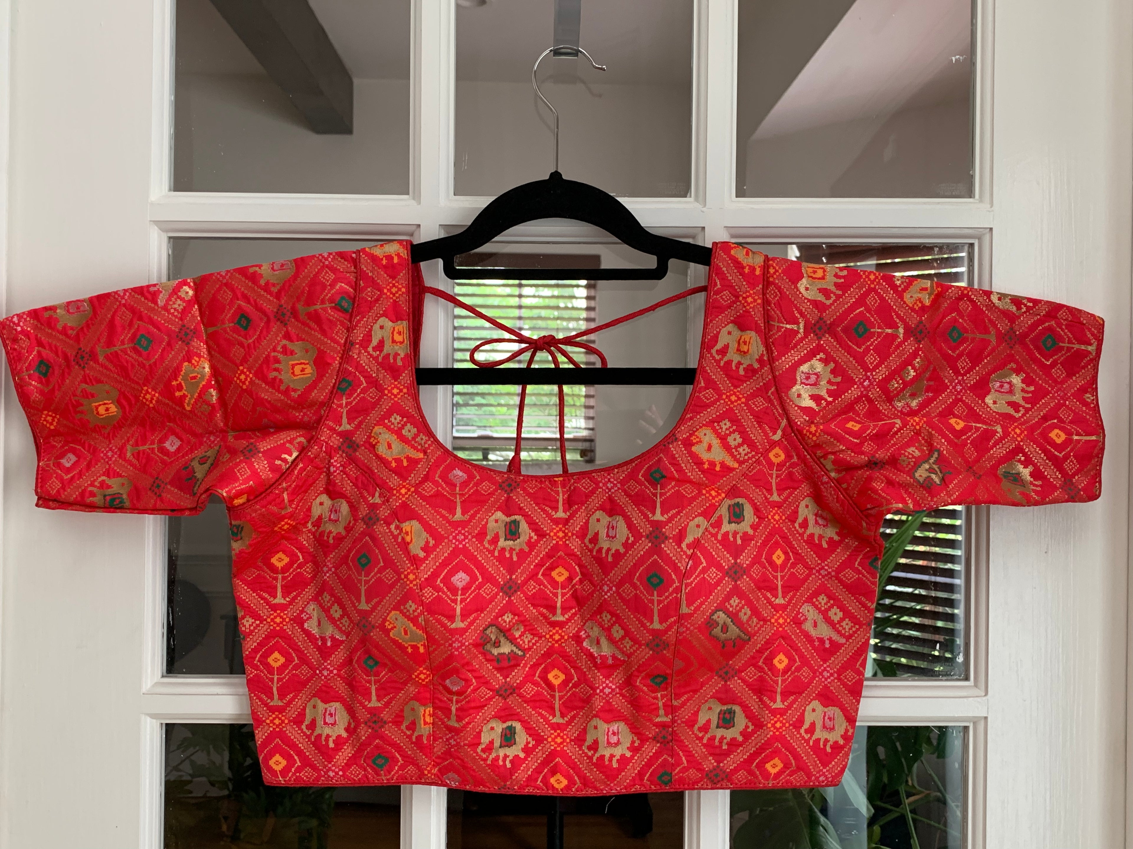 Checkered Patola Design Banarasi Blouse