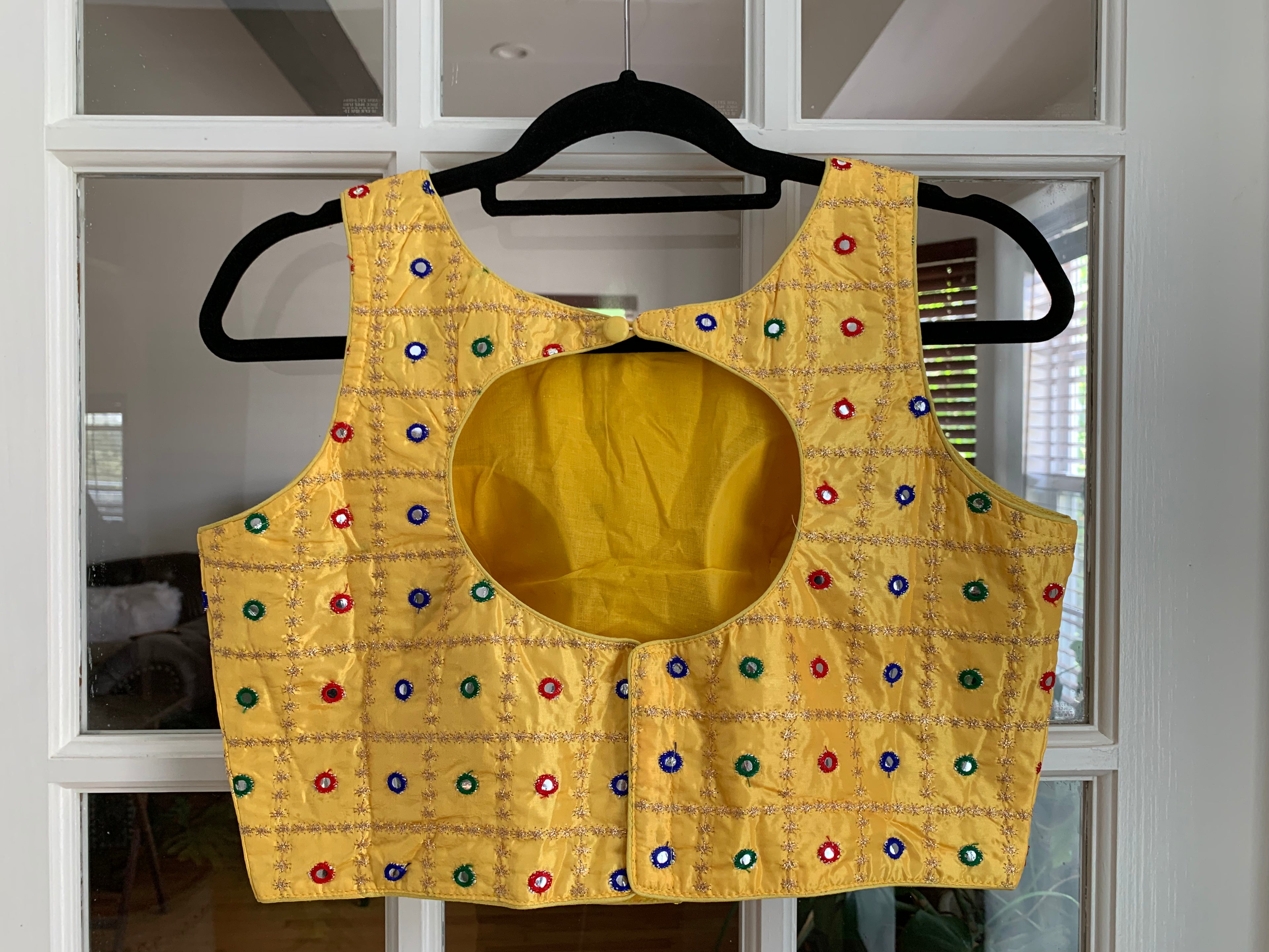 Embroidered Blouse with Faux Mirror Work