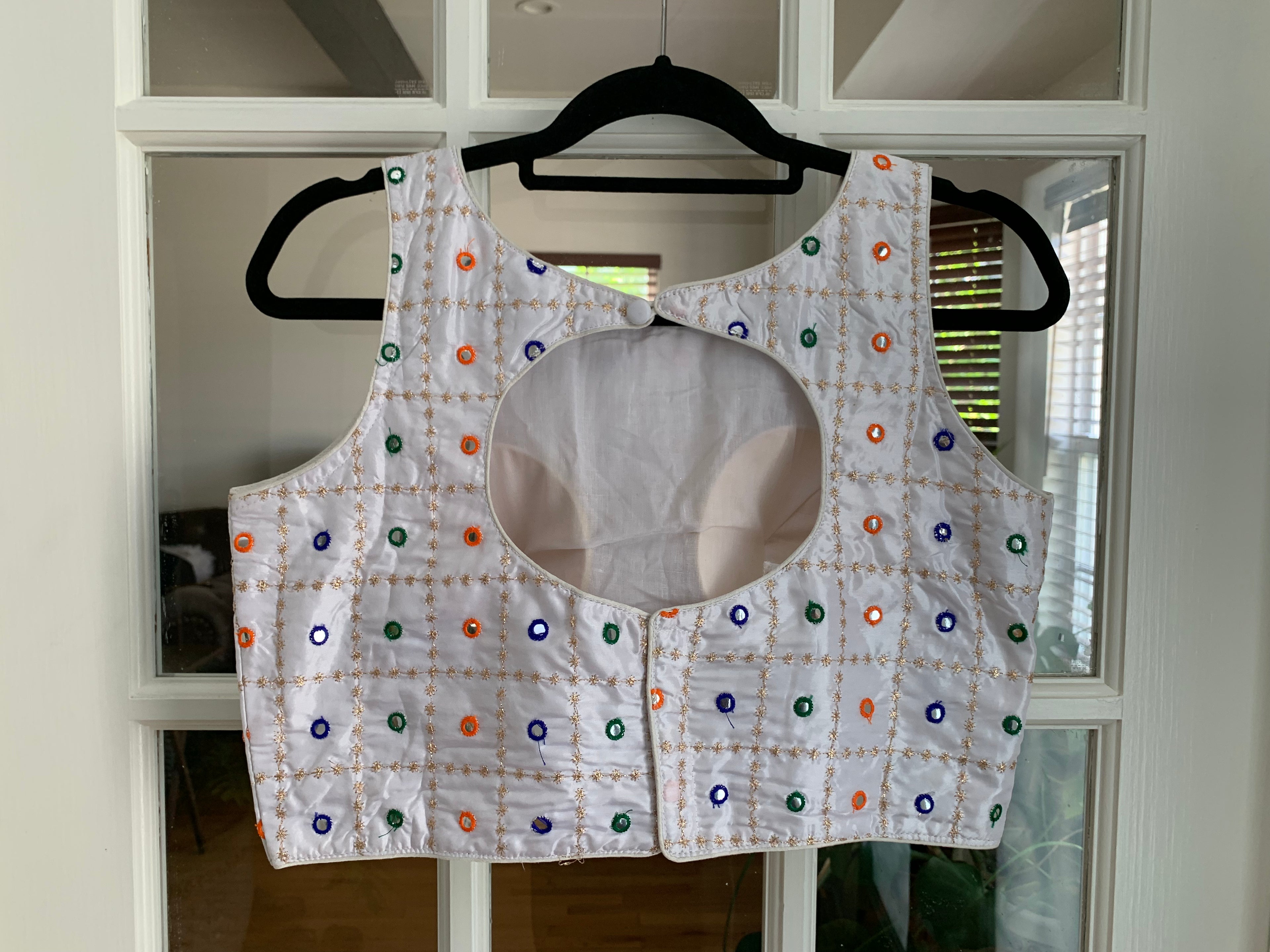 Embroidered Blouse with Faux Mirror Work