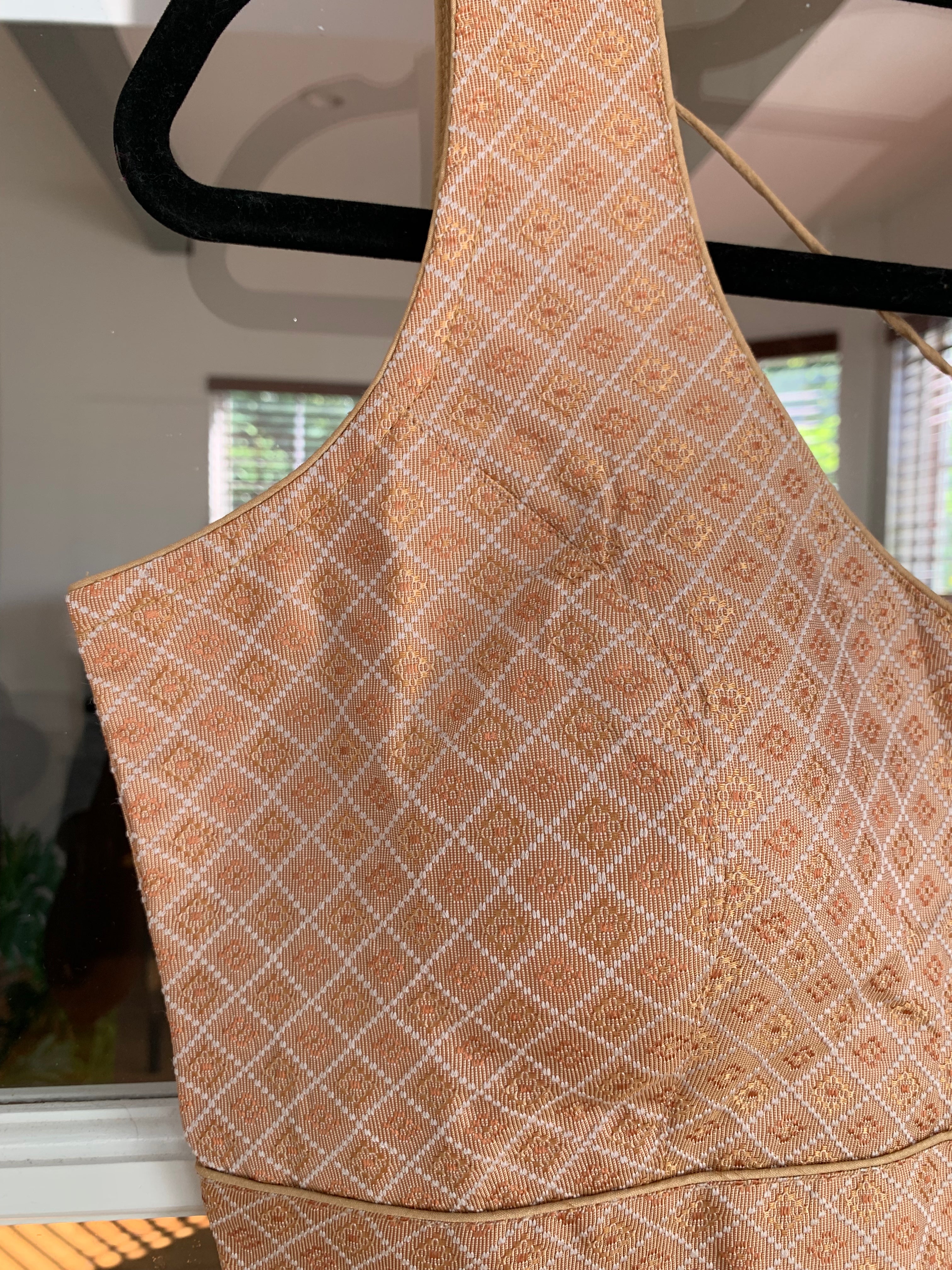 Checkered Banarasi Muted Gold Blouse