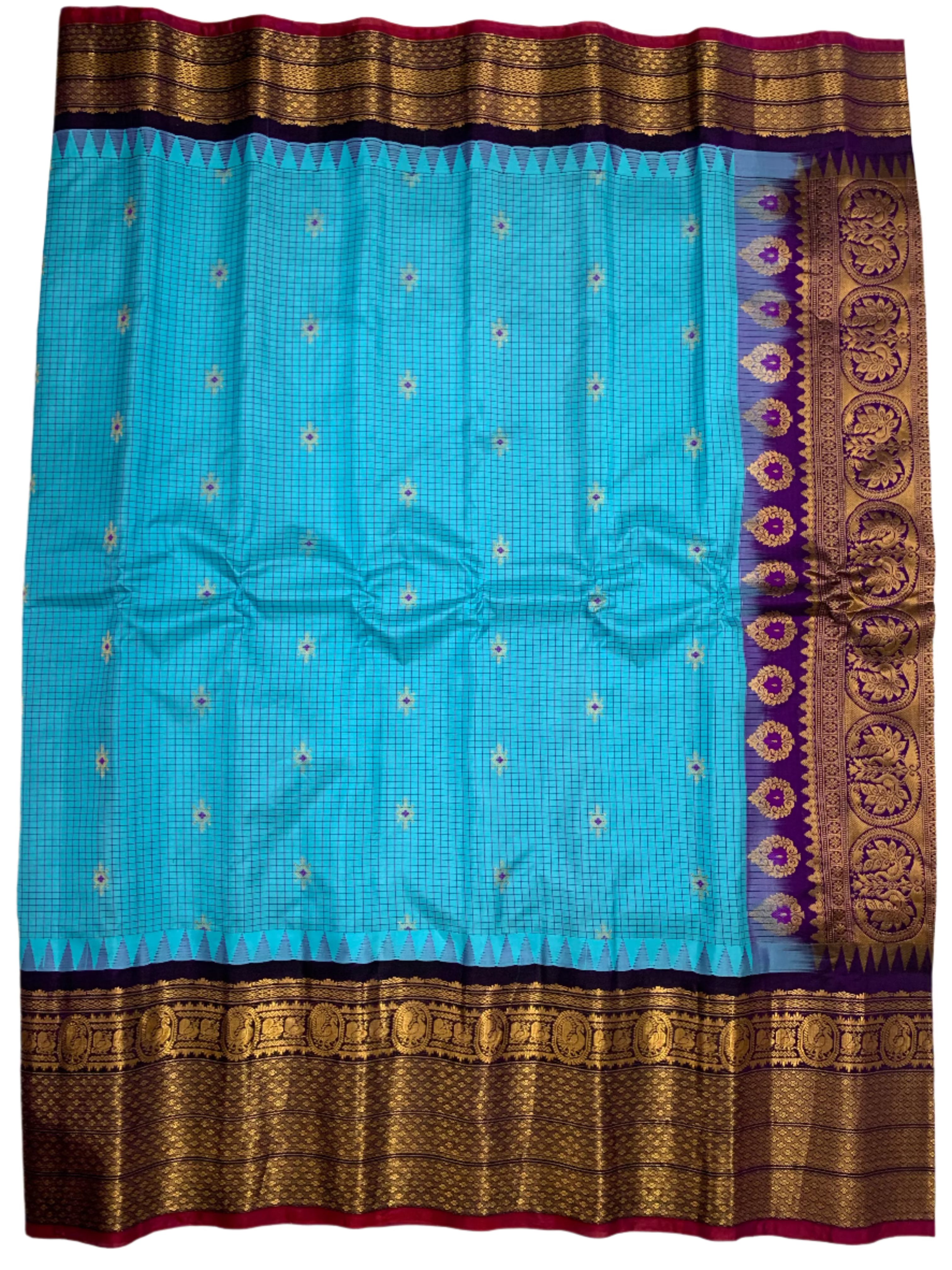 Capri Blue Gadwal Silk Saree