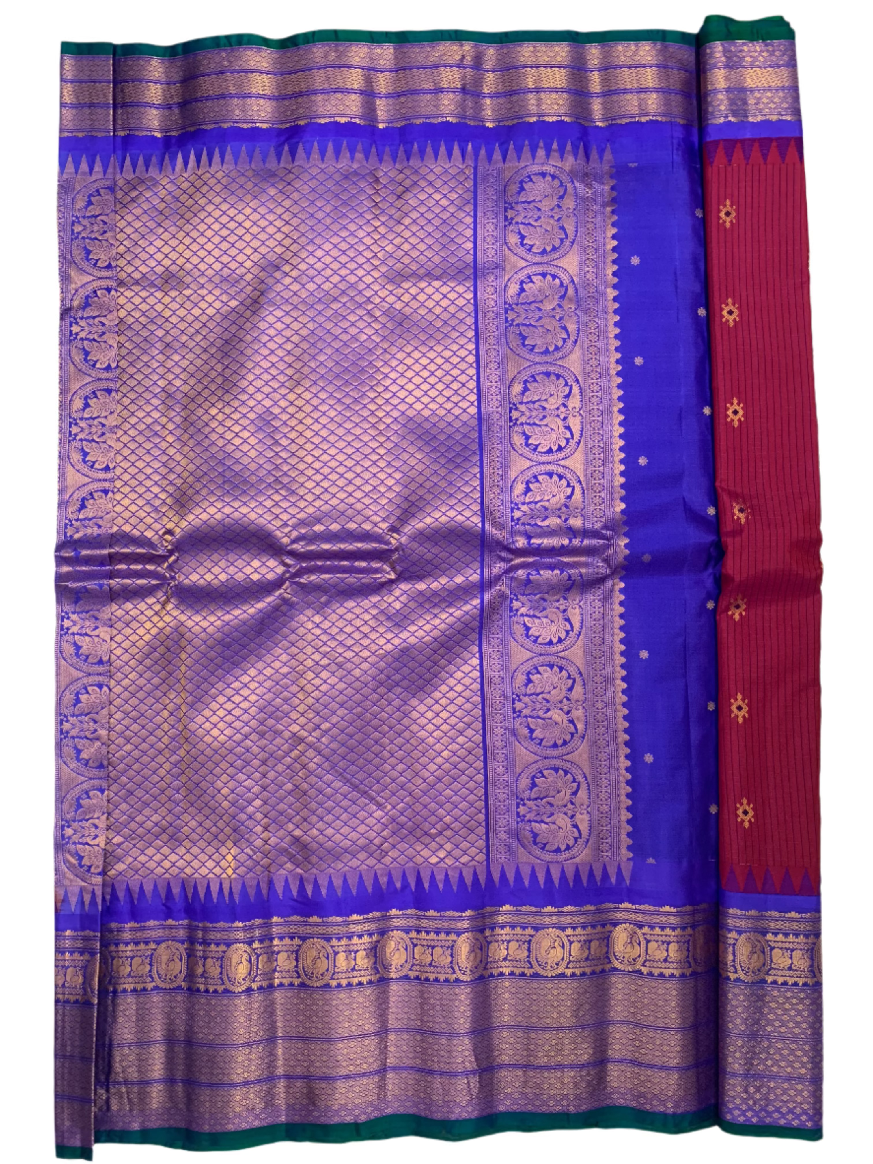 Deep Magenta Gadwal Silk Saree