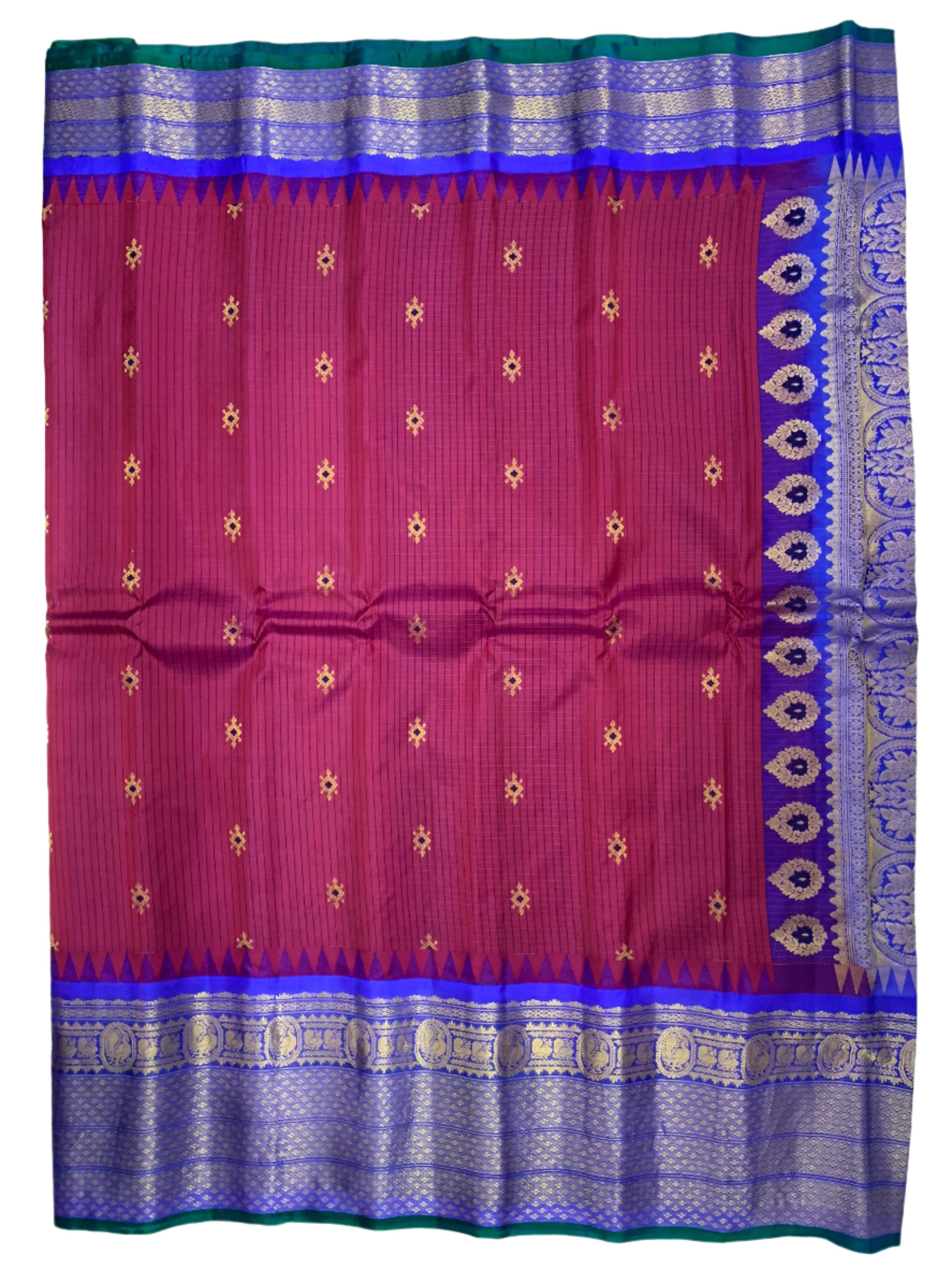 Deep Magenta Gadwal Silk Saree