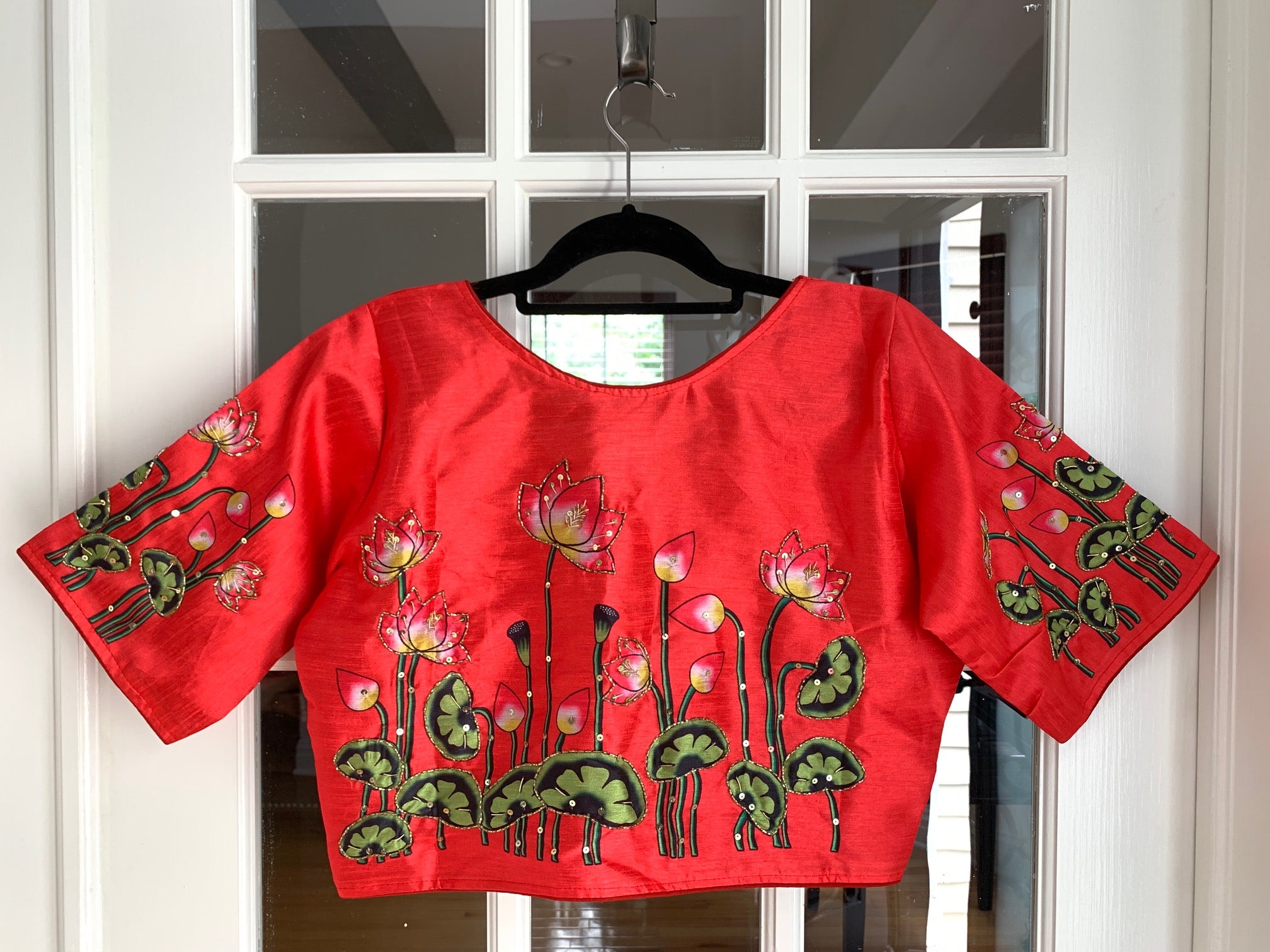 Orange Pichwai Design Printed Blouse