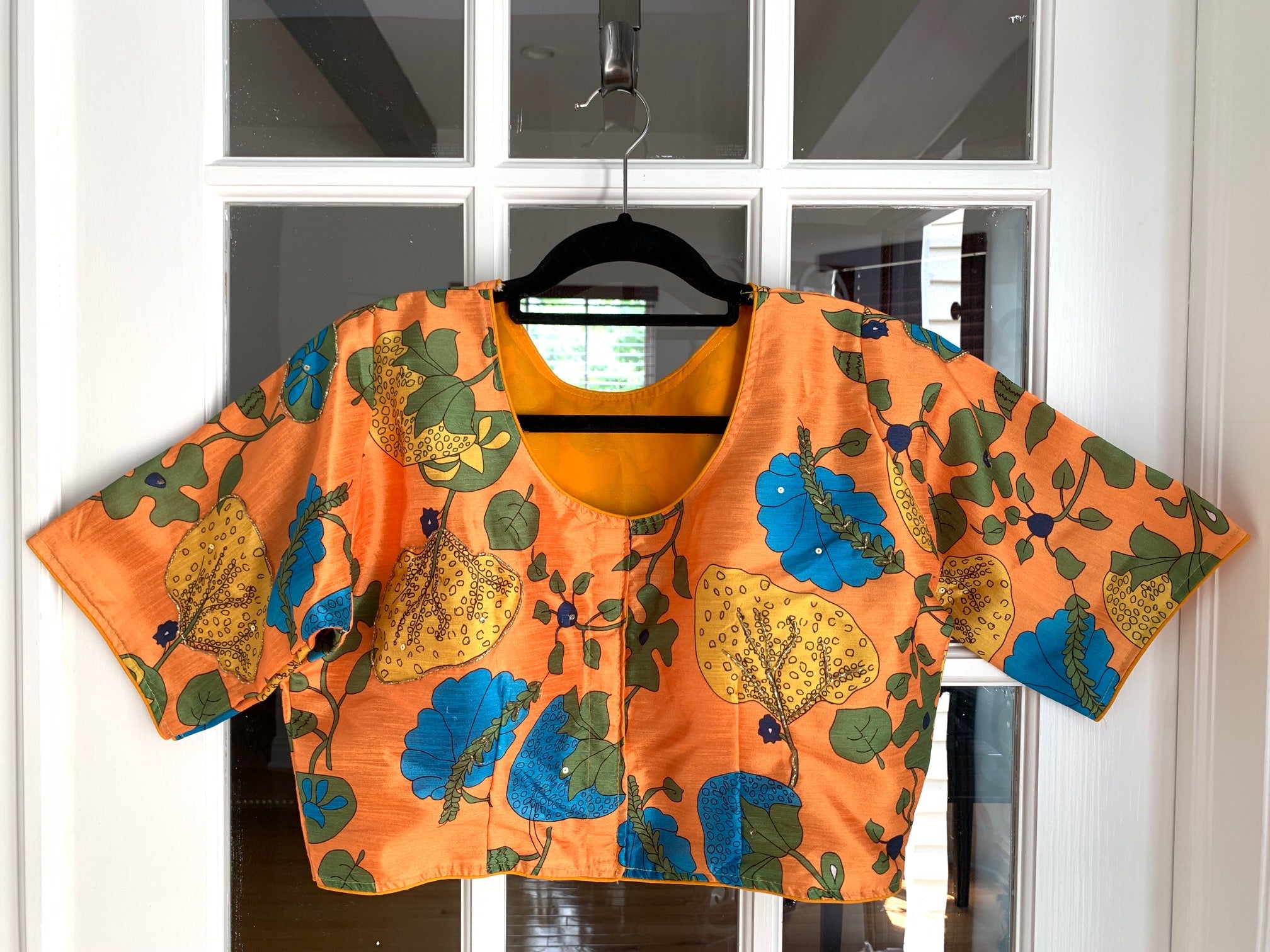 Floral Printed Blouse with Handwork