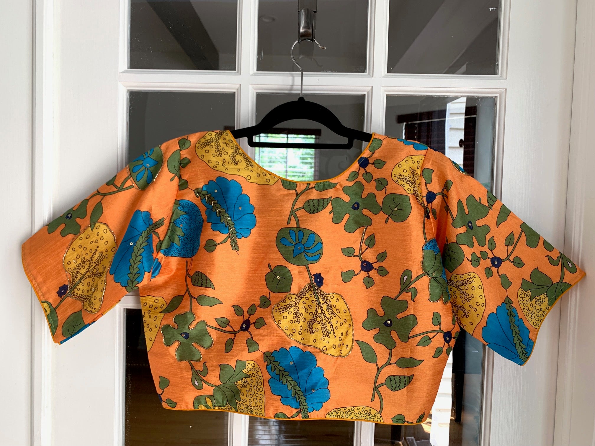 Floral Printed Blouse with Handwork
