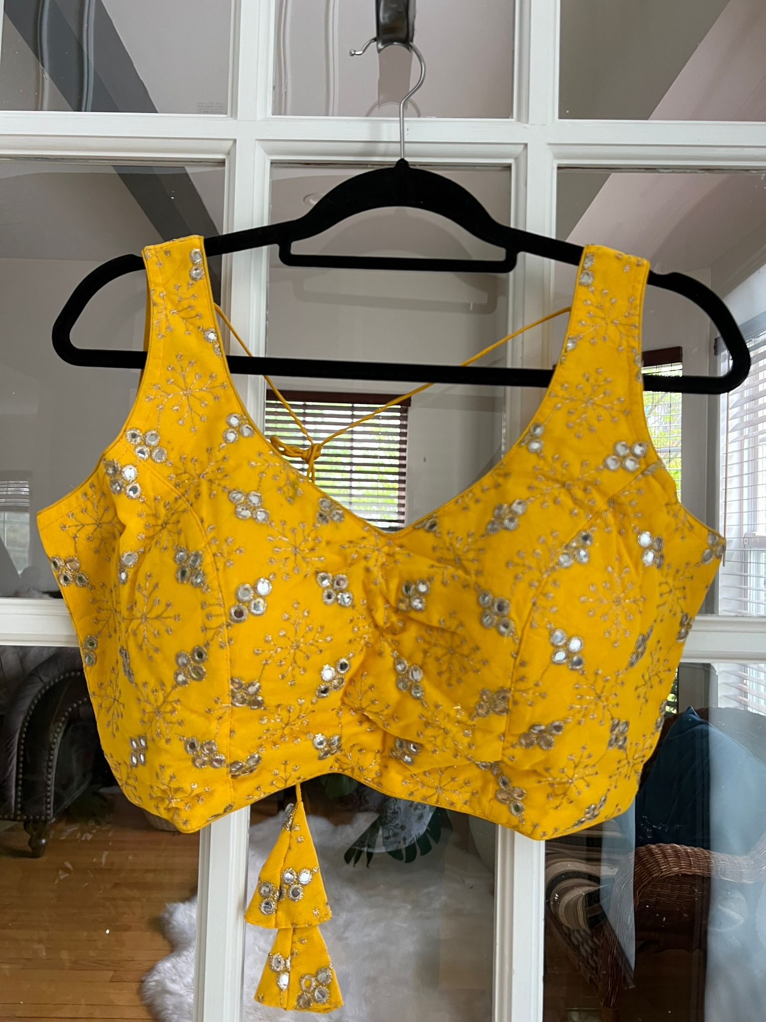 Embroidered Blouse with Faux Mirror Work (Colors Available)