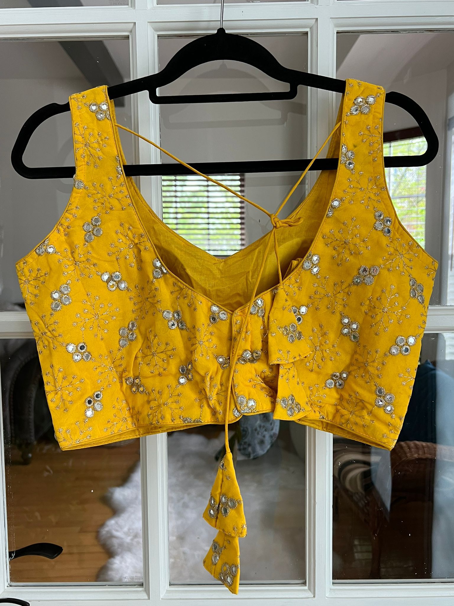 Embroidered Blouse with Faux Mirror Work (Colors Available)