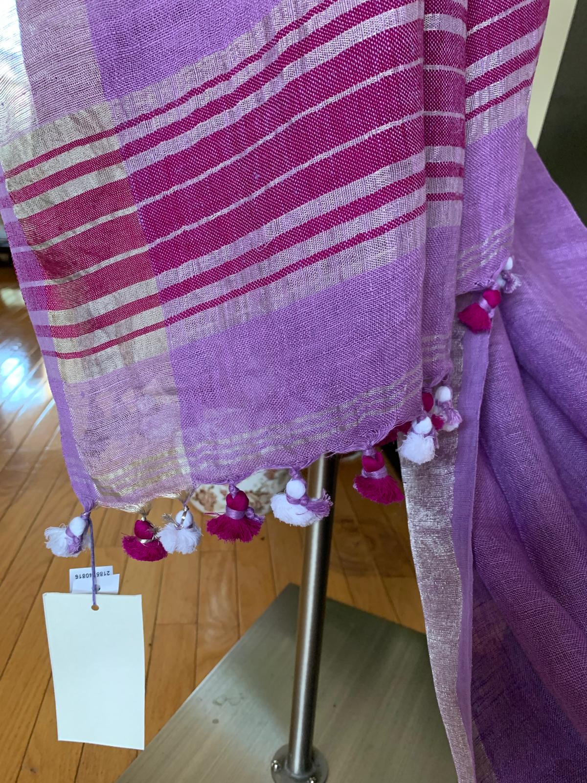 Lavender Linen Saree
