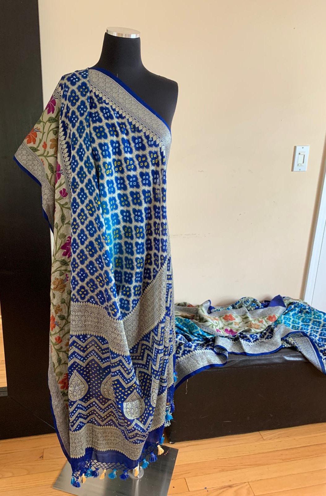 Royal Blue Banarasi Chiffon Georgette Silk Saree