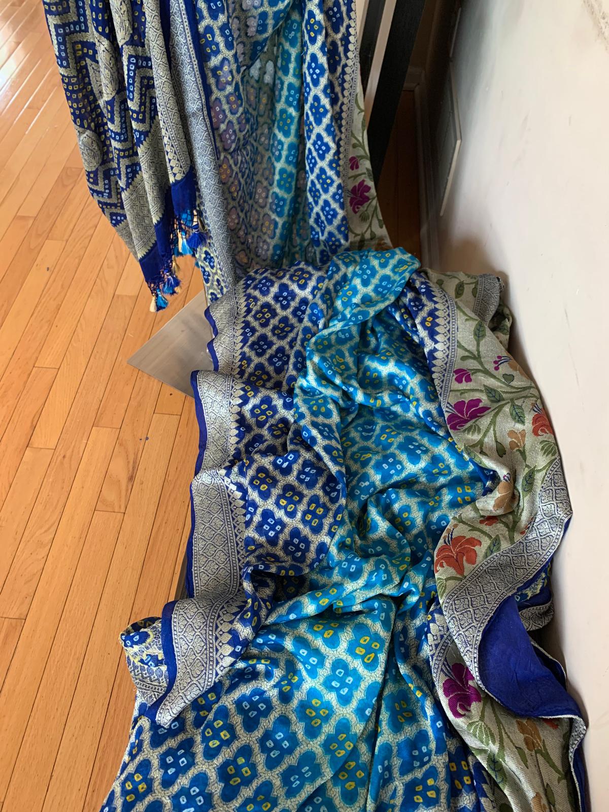 Royal Blue Banarasi Chiffon Georgette Silk Saree