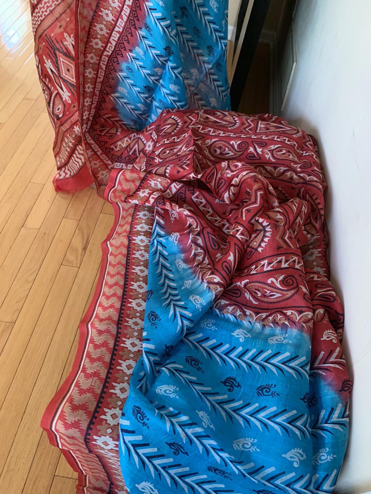 Blue Soft Silk Printed Saree Casualwear Sari