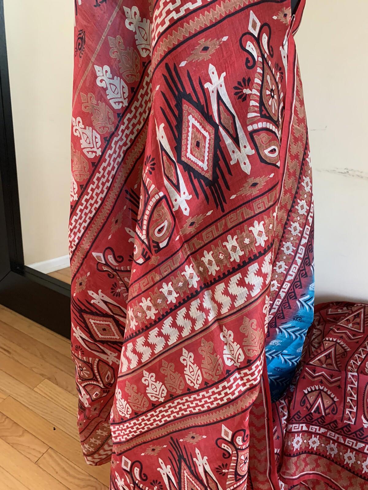 Blue Soft Silk Printed Saree Casualwear Sari