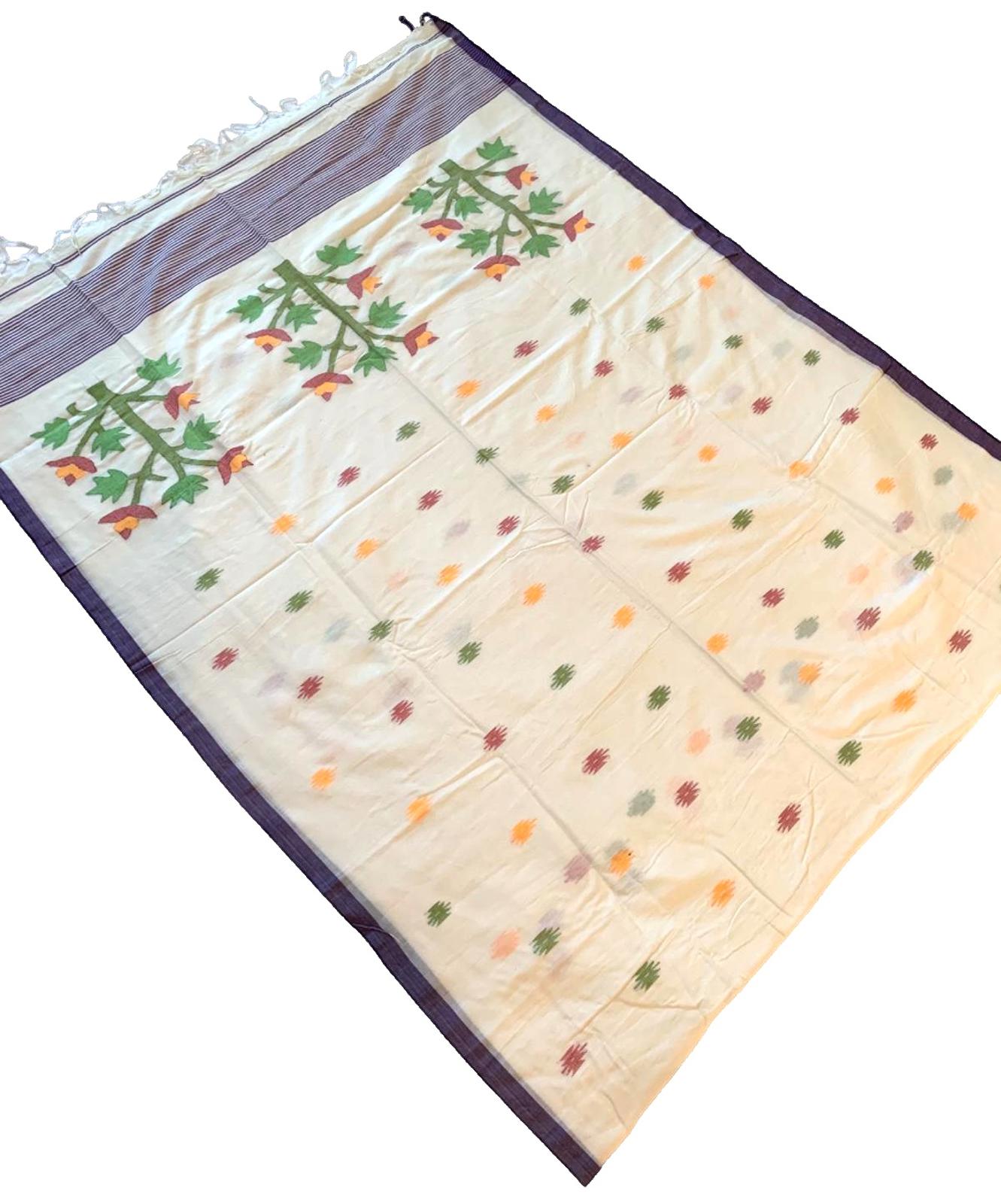 Festival Saree Cotton Khadi Jamdani Sari Casual Wear Partywear Saree