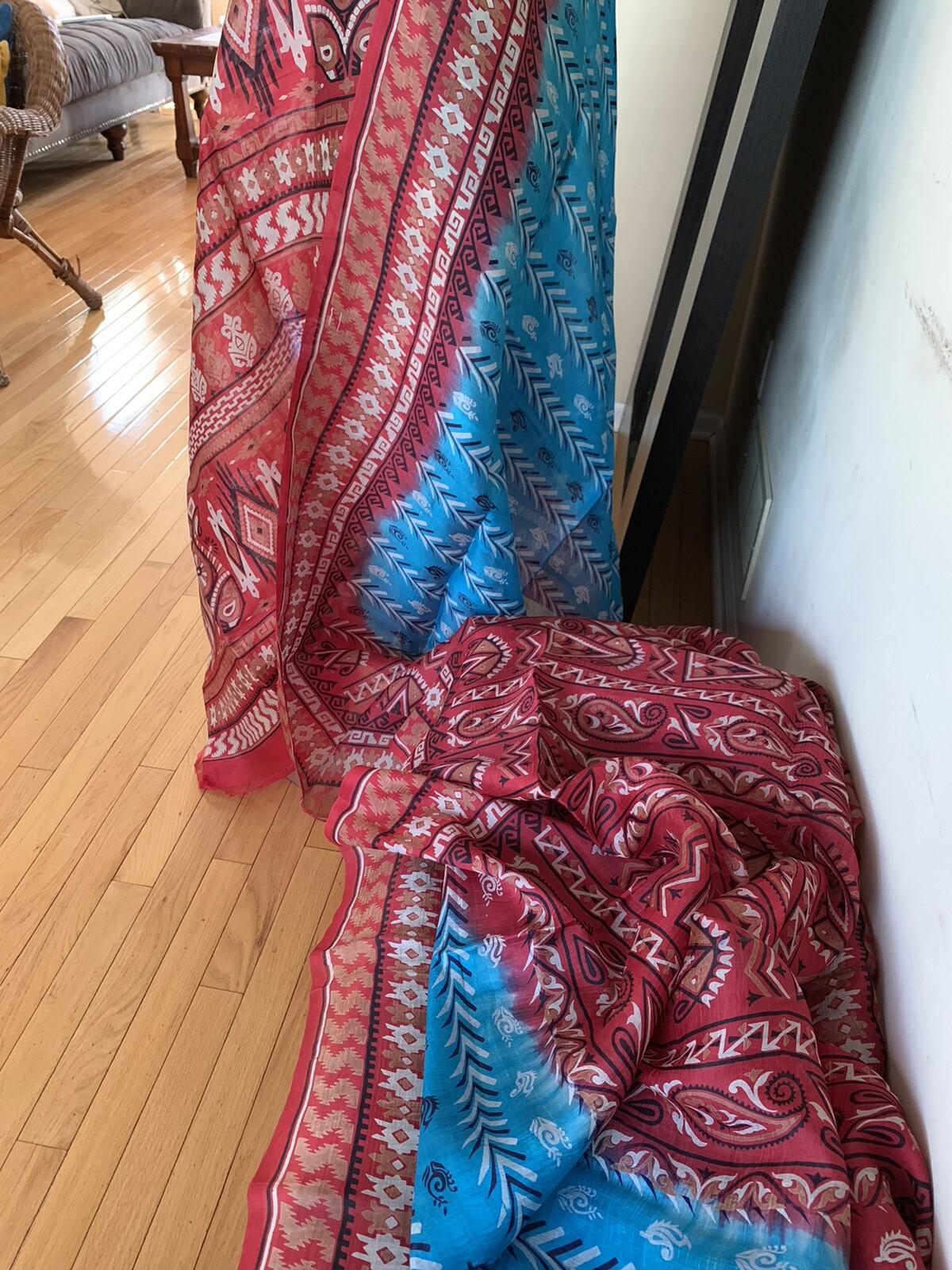 Blue Soft Silk Printed Saree Casualwear Sari