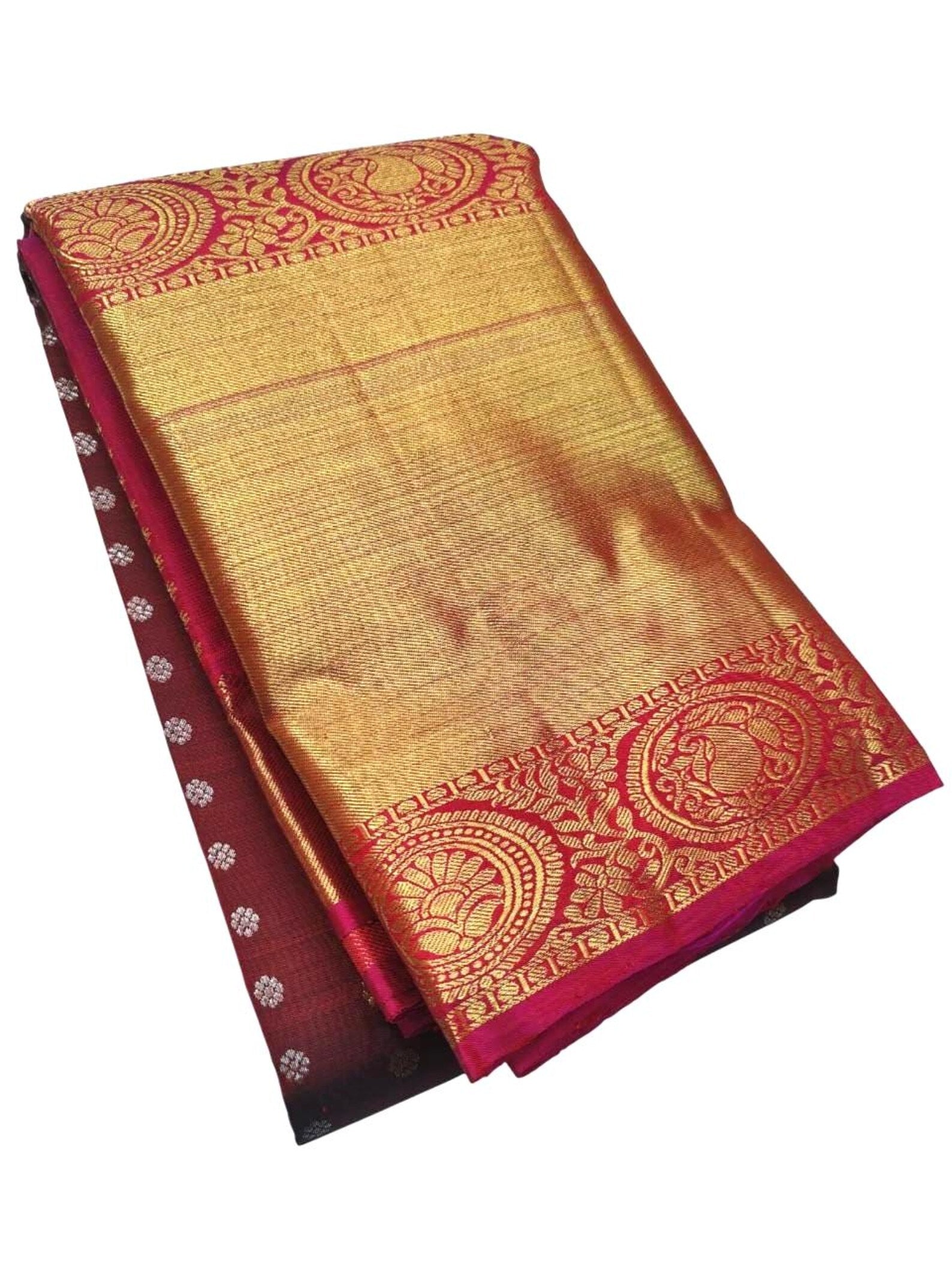 Bridal Brown and Pink Kanchipuram Silk Saree