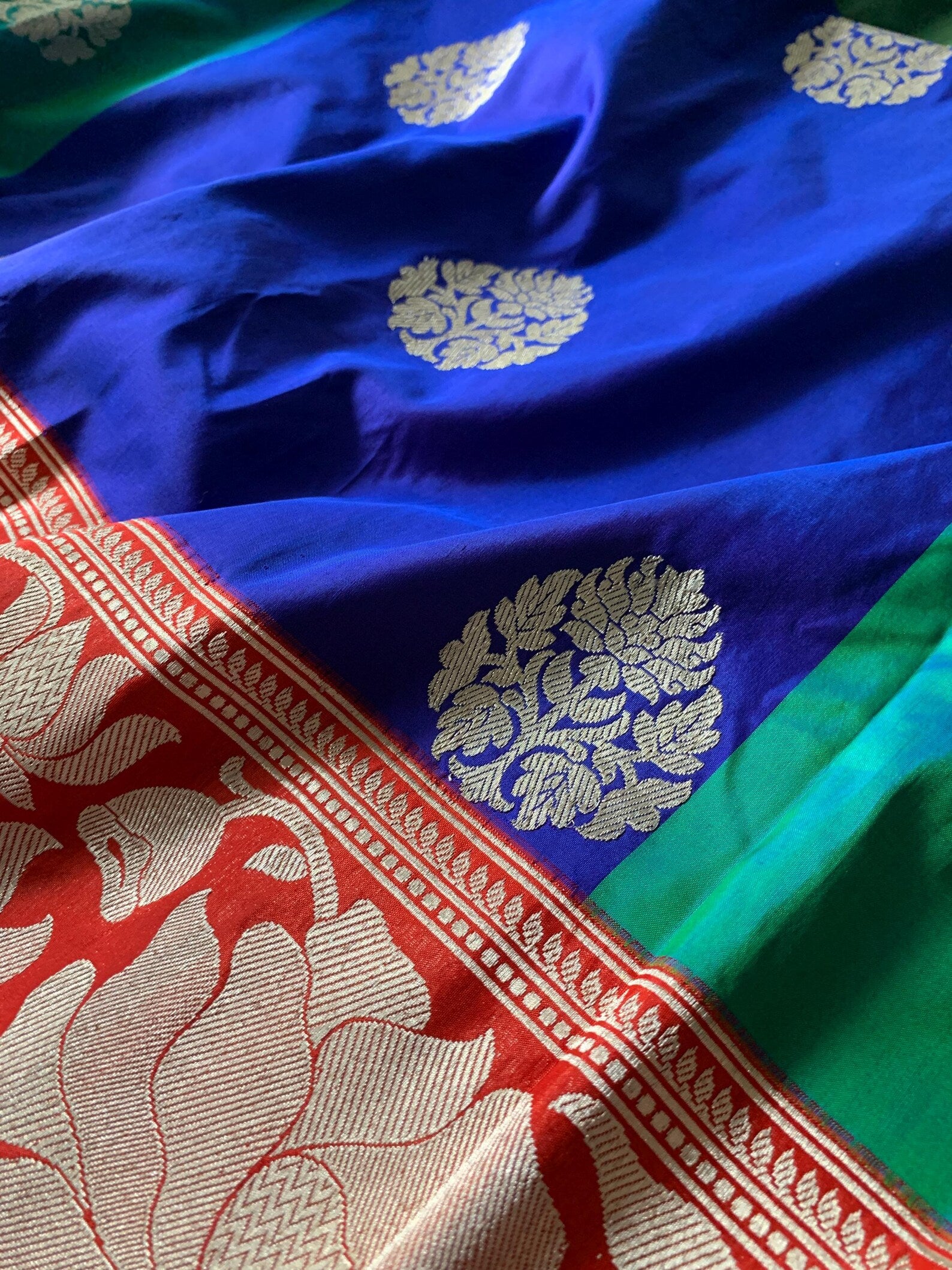 Multicolor Checkered Banarasi Silk Saree