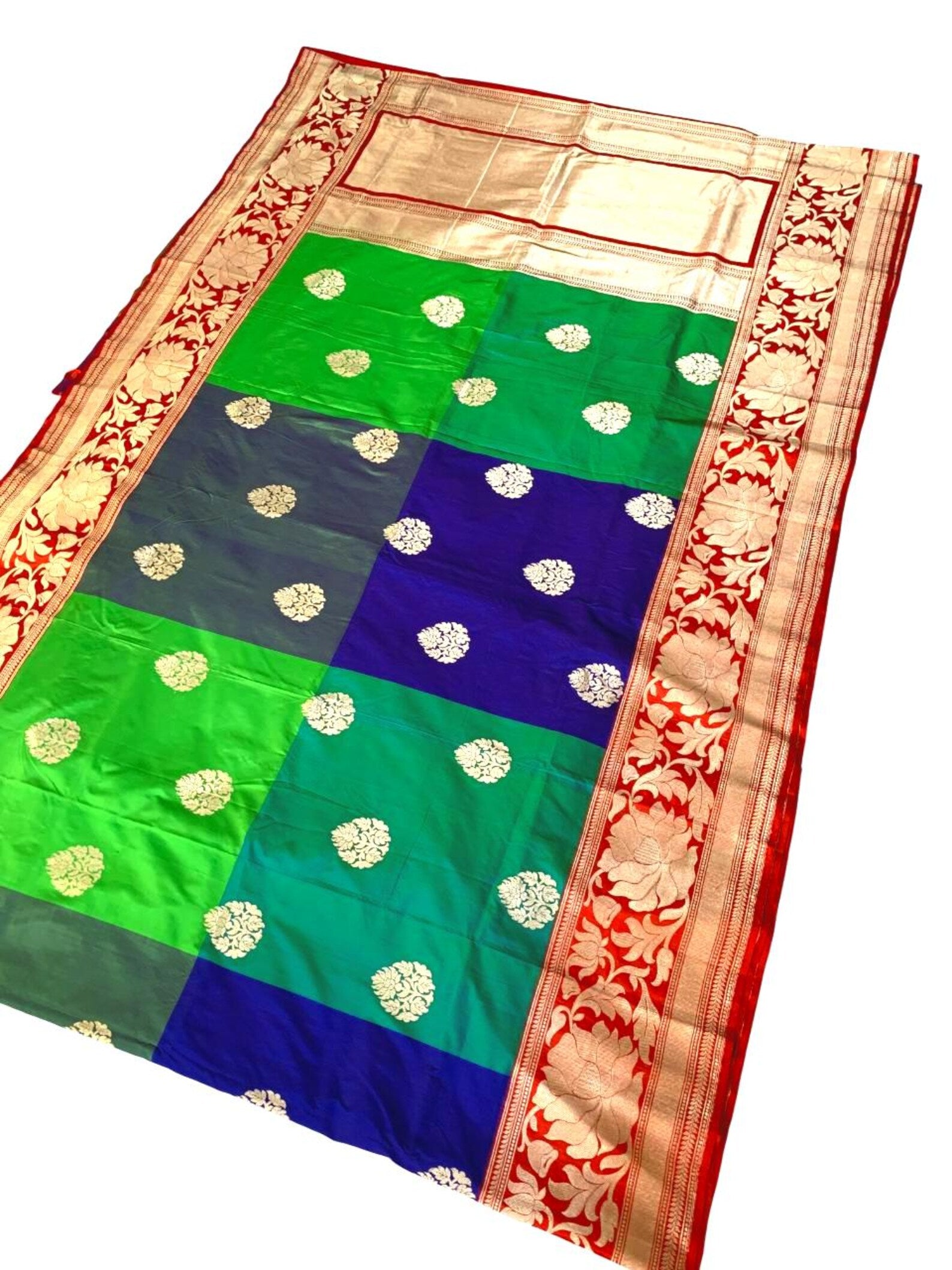 Multicolor Checkered Banarasi Silk Saree