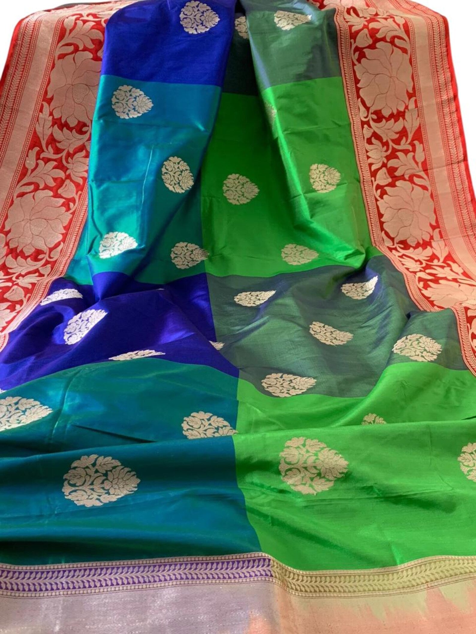 Multicolor Checkered Banarasi Silk Saree