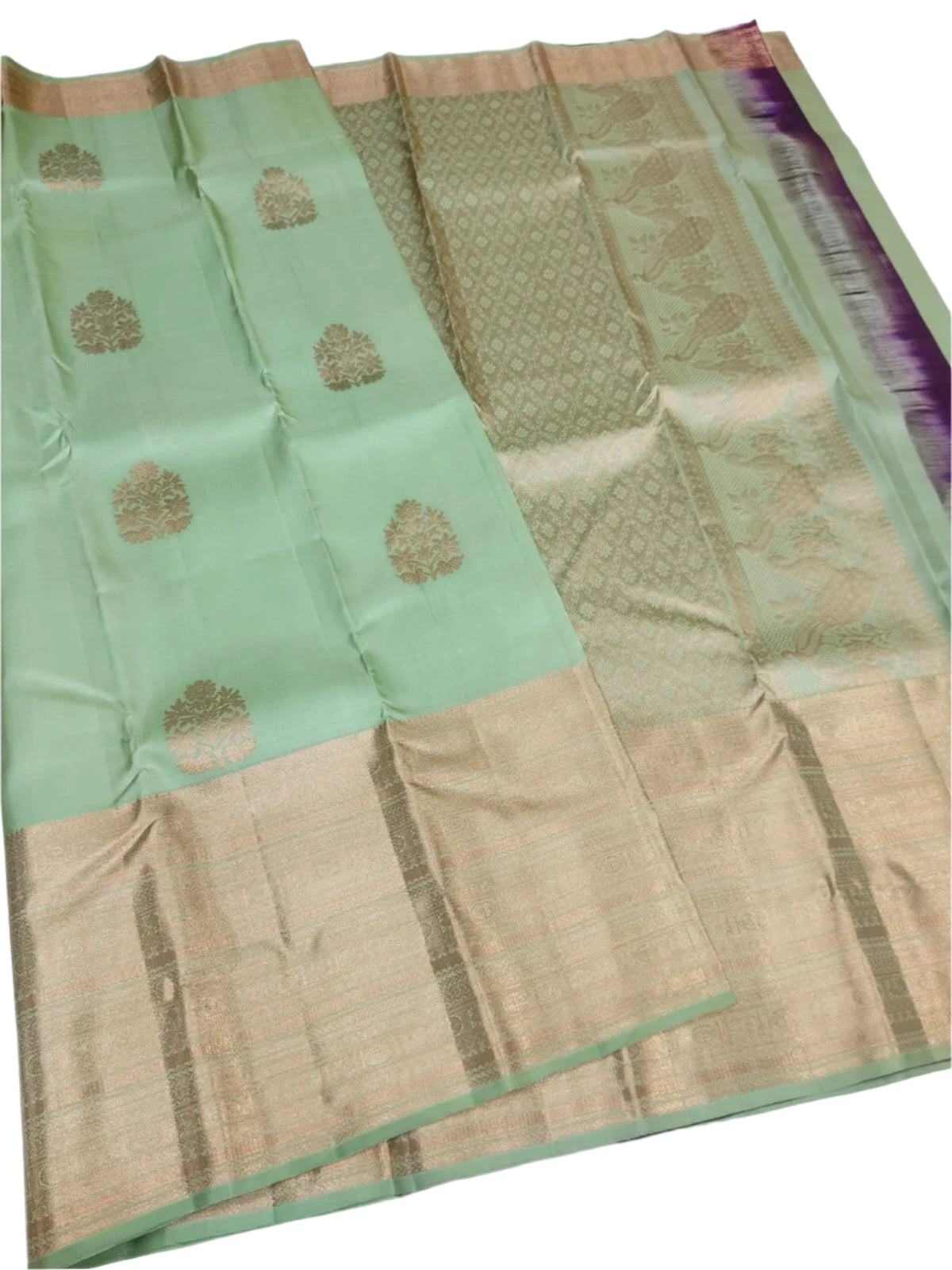 Bridal Pastel Green Kanchipuram Silk Saree