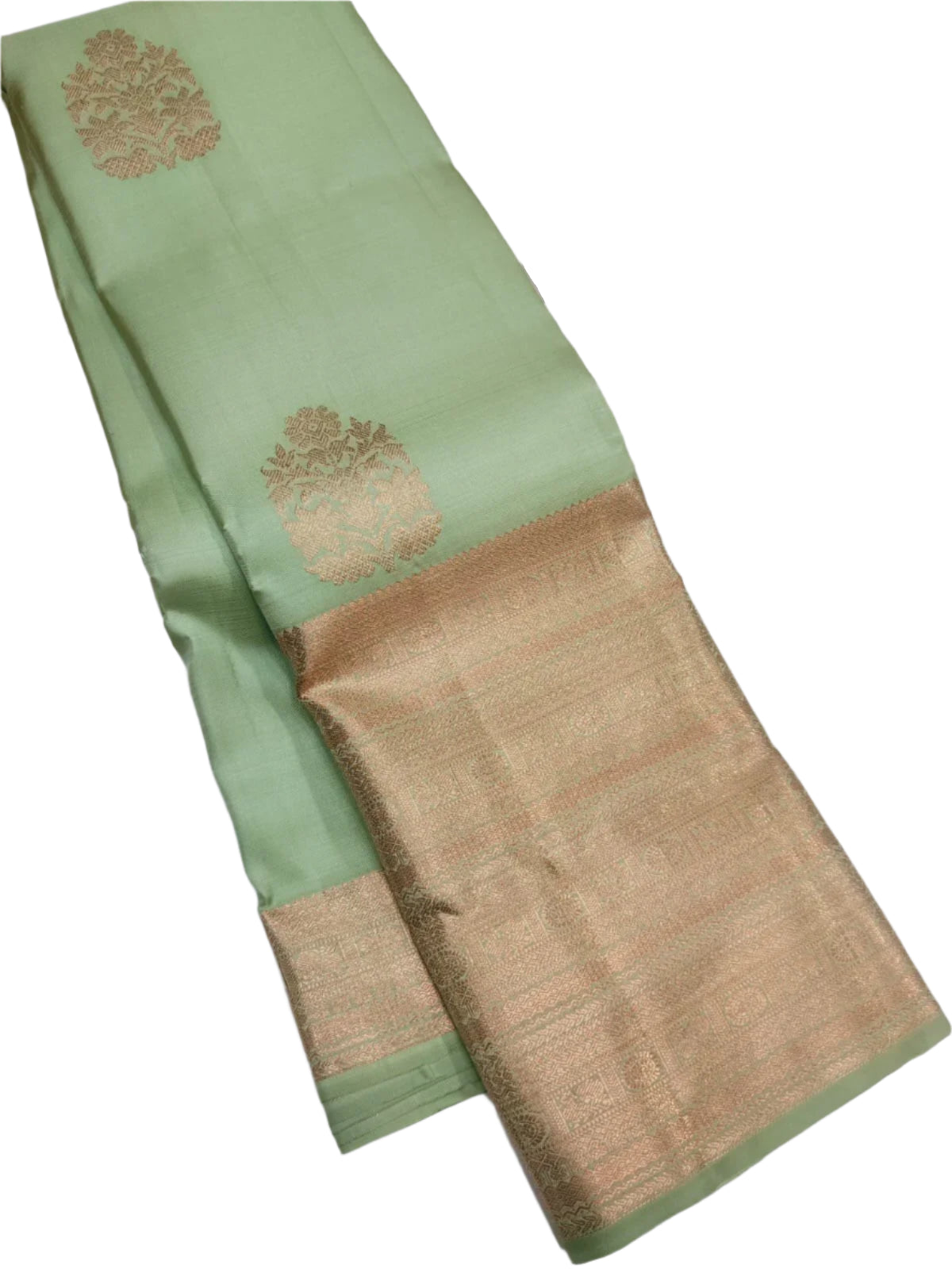 Bridal Pastel Green Kanchipuram Silk Saree