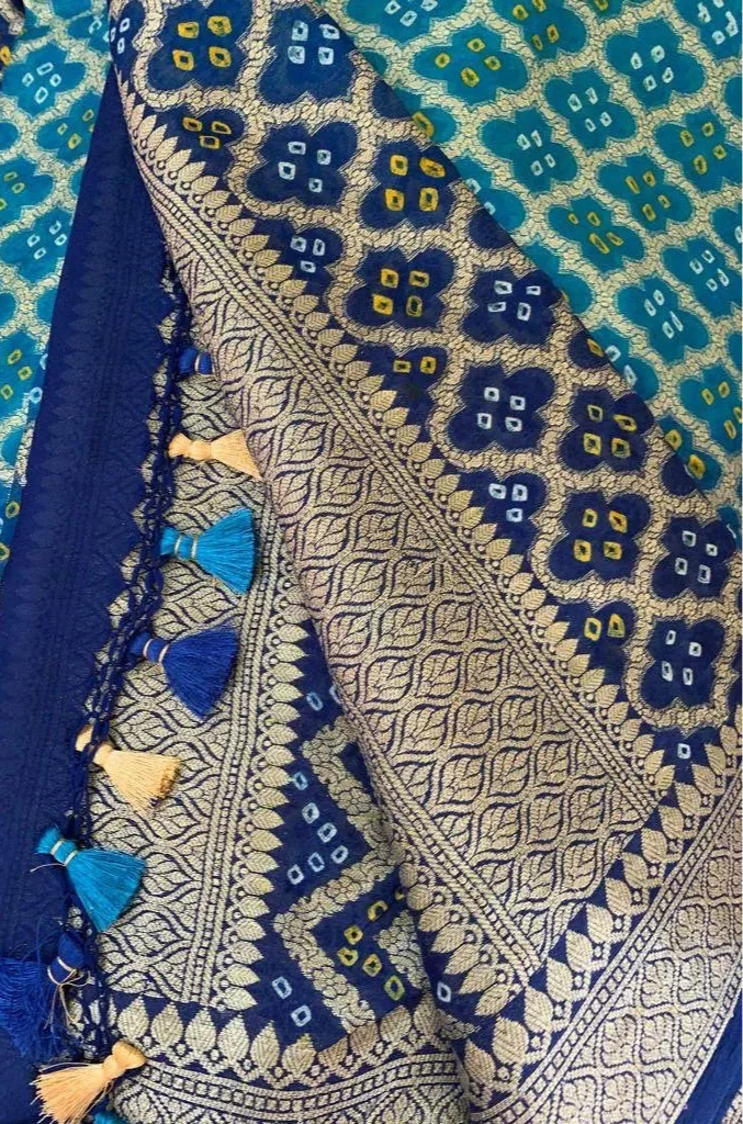 Royal Blue Banarasi Chiffon Georgette Silk Saree