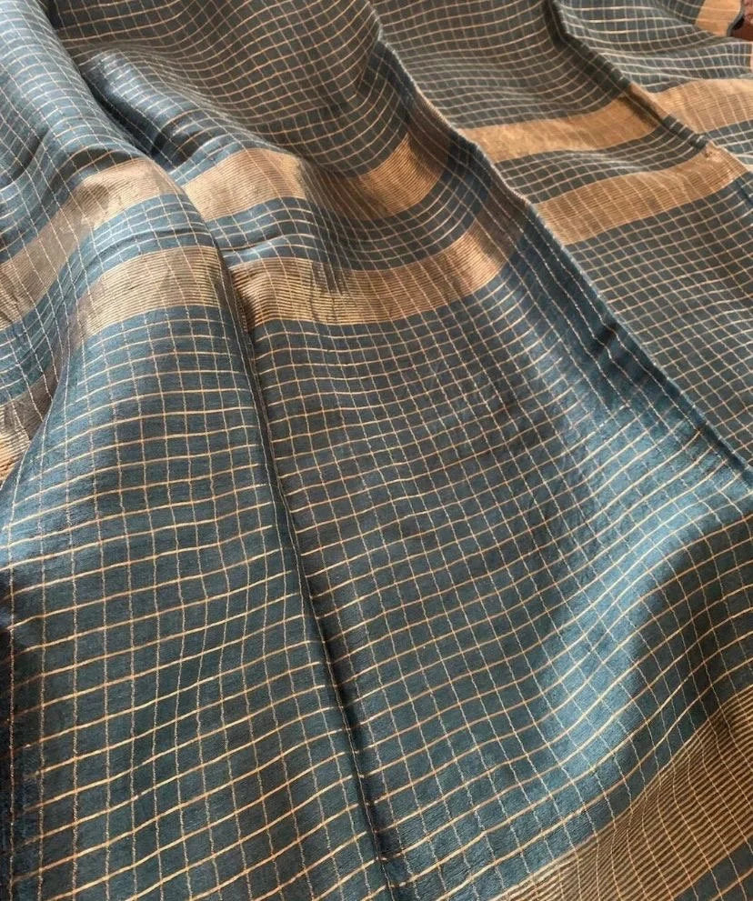 Forest Green Linen Silk Saree