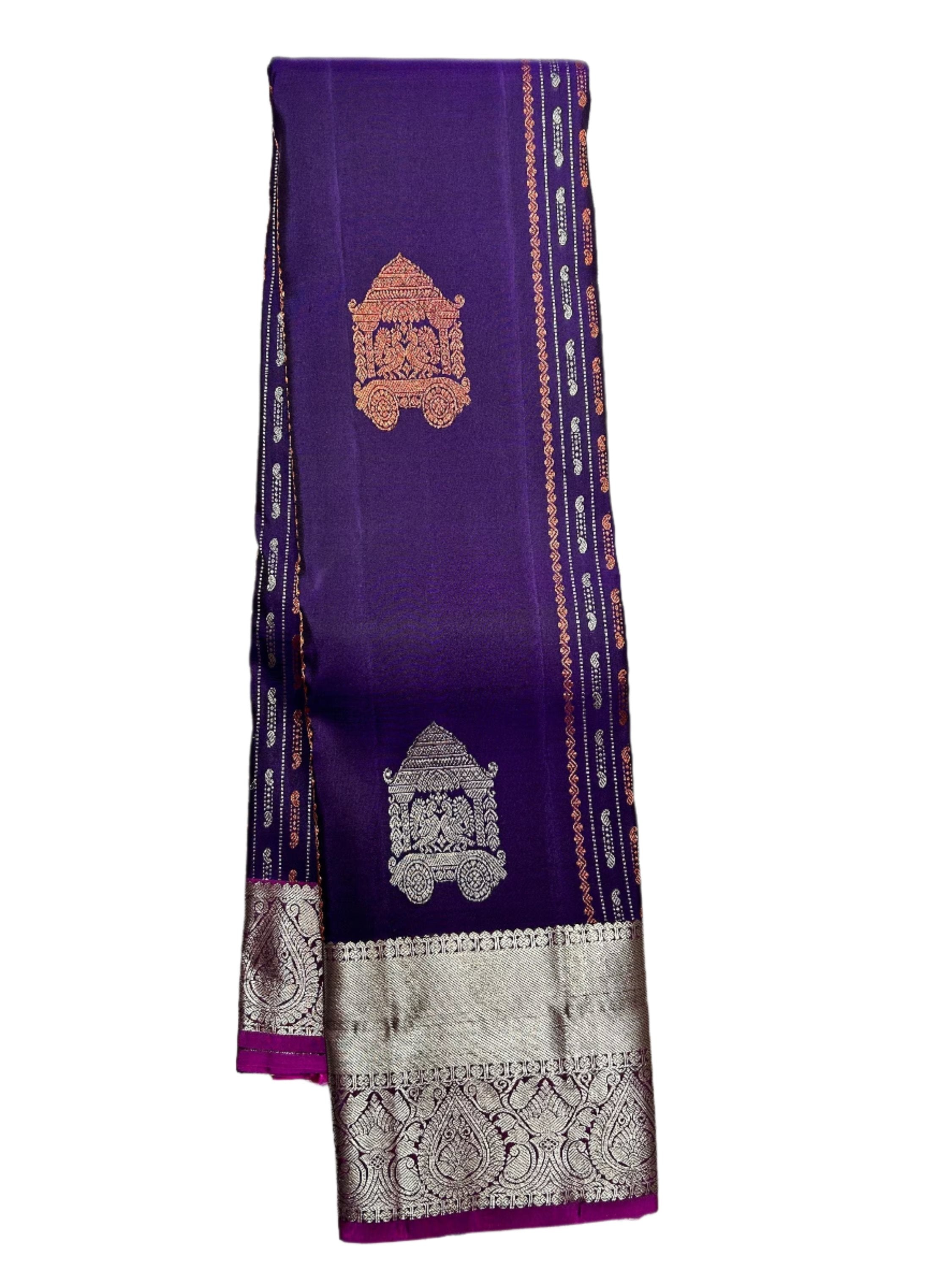 Wedding Partywear Purple Kanchipuram Silk Saree