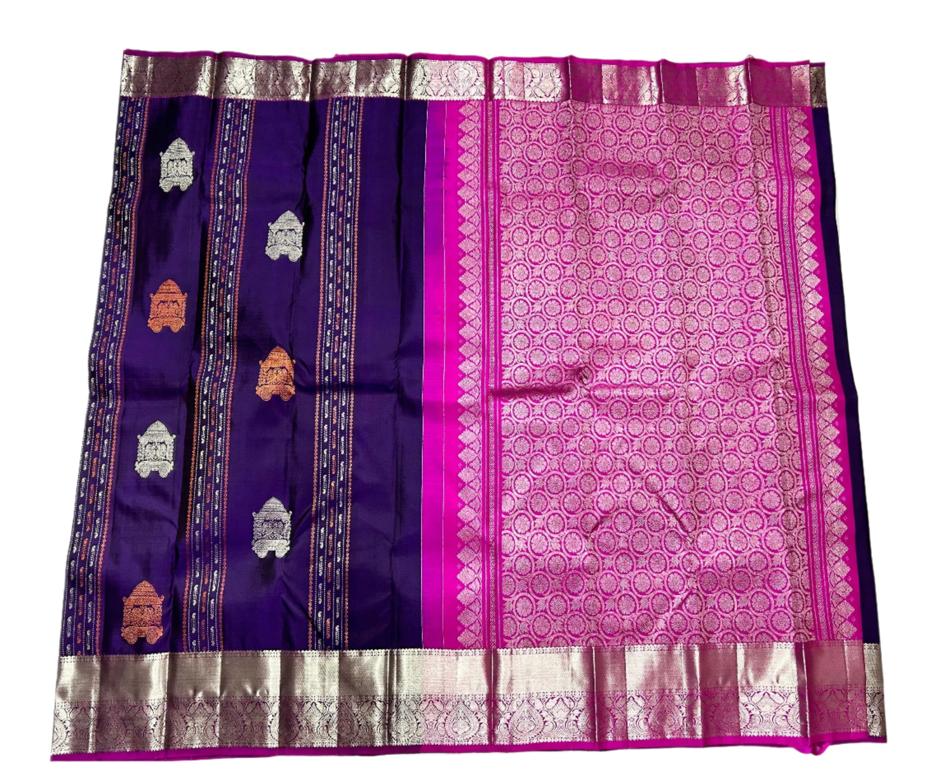 Wedding Partywear Purple Kanchipuram Silk Saree