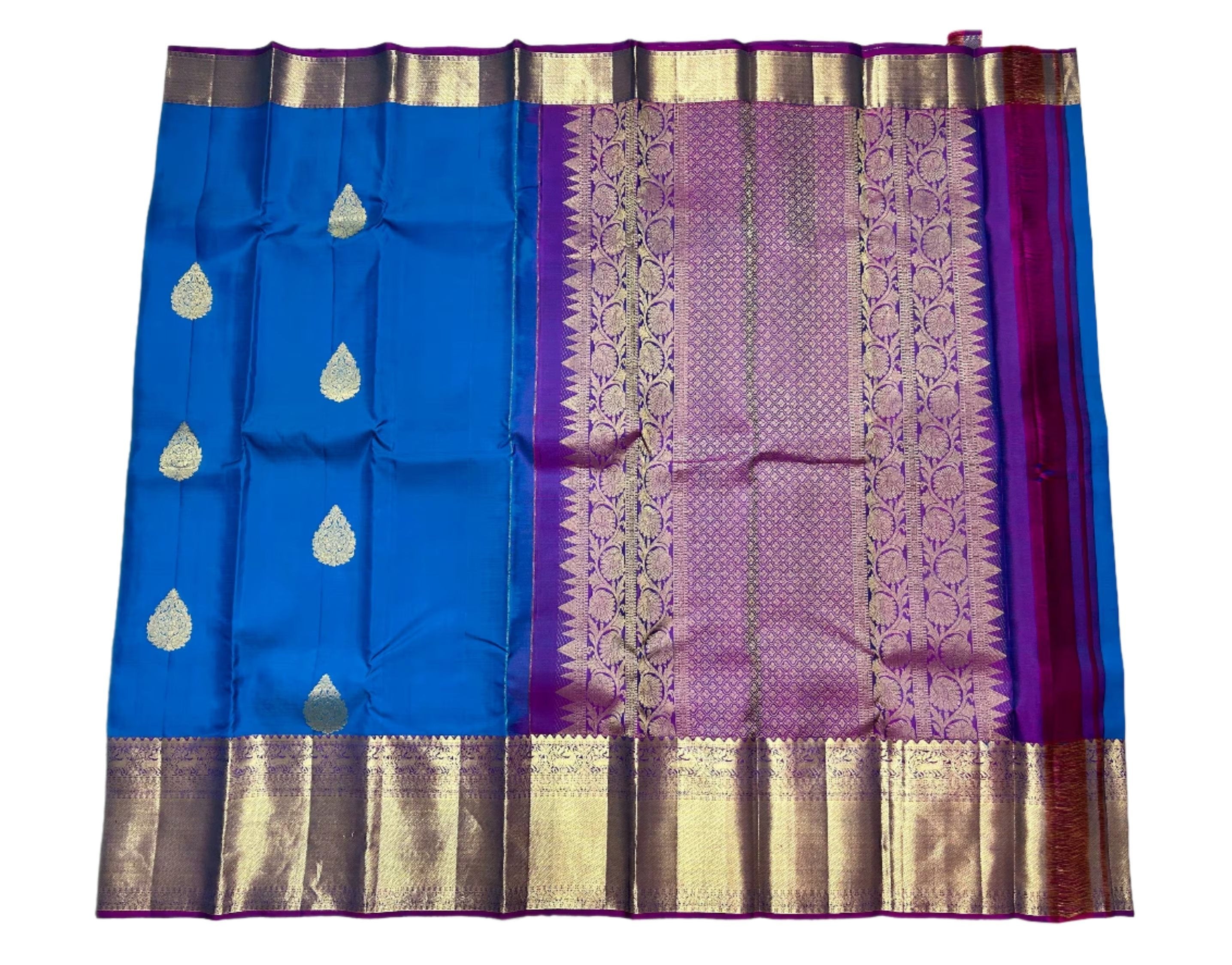 Cobalt Blue Kanchipuram Silk Saree