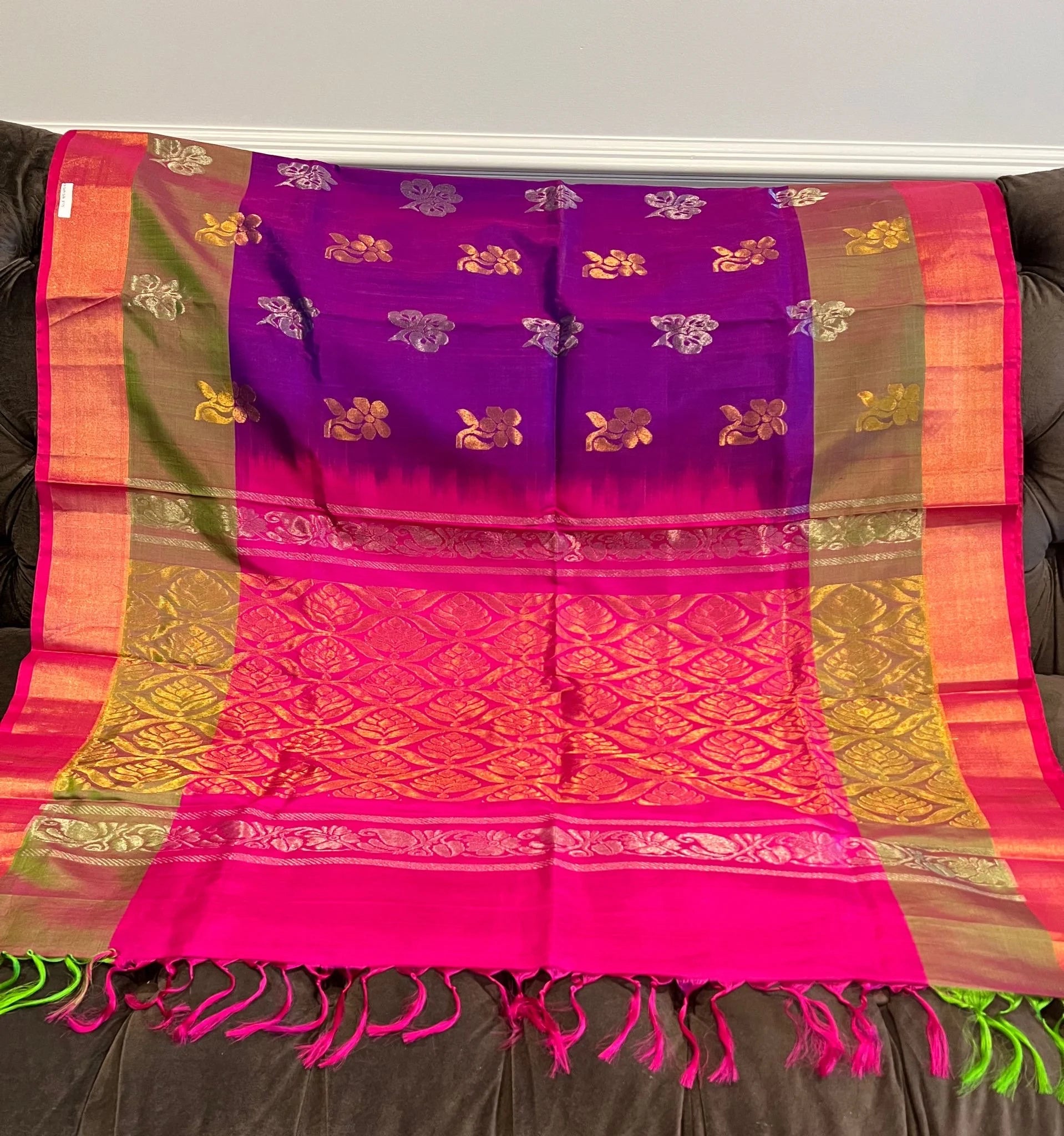 Purple Double Border Uppada Silk Saree