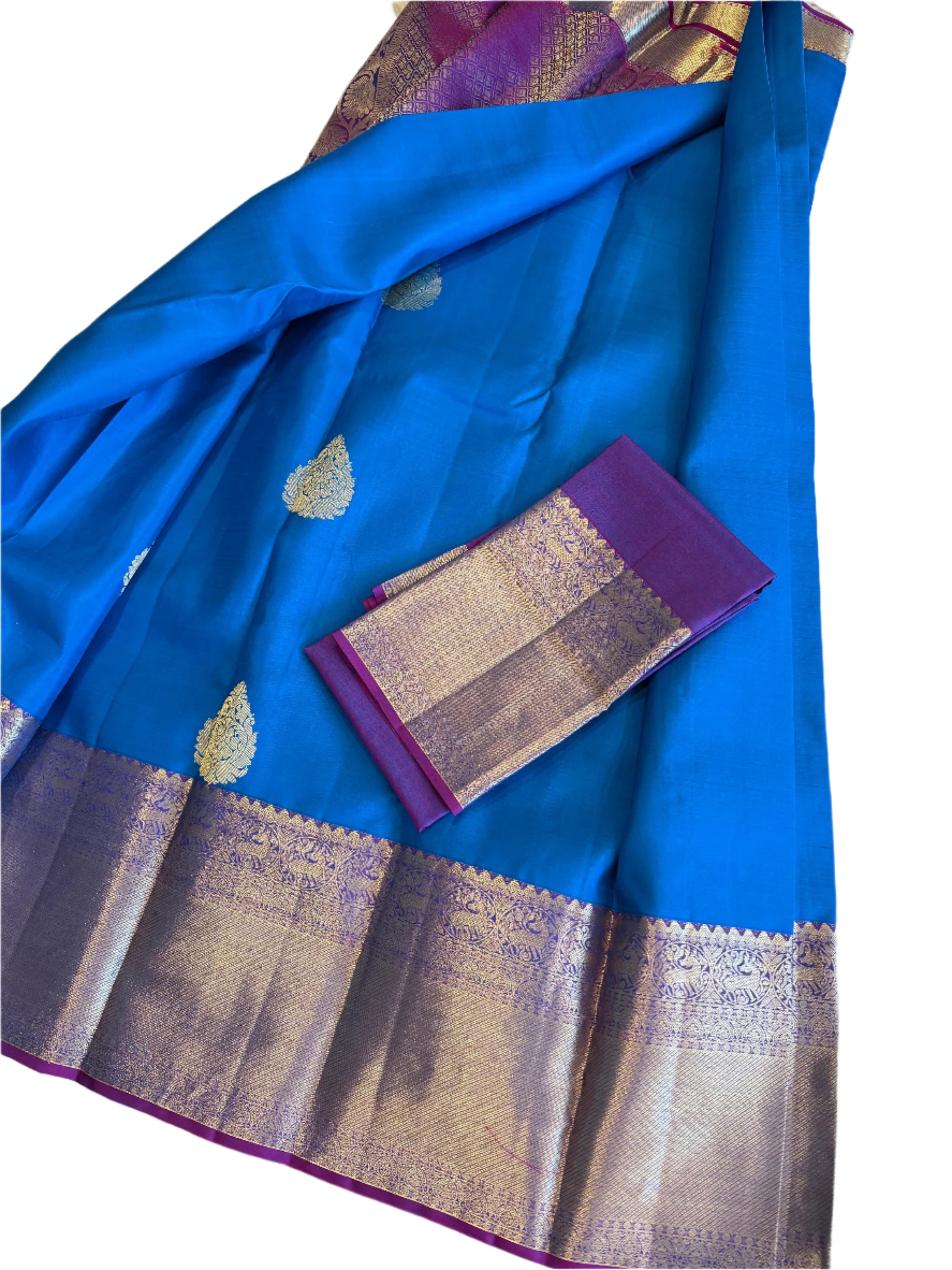 Cobalt Blue Kanchipuram Silk Saree