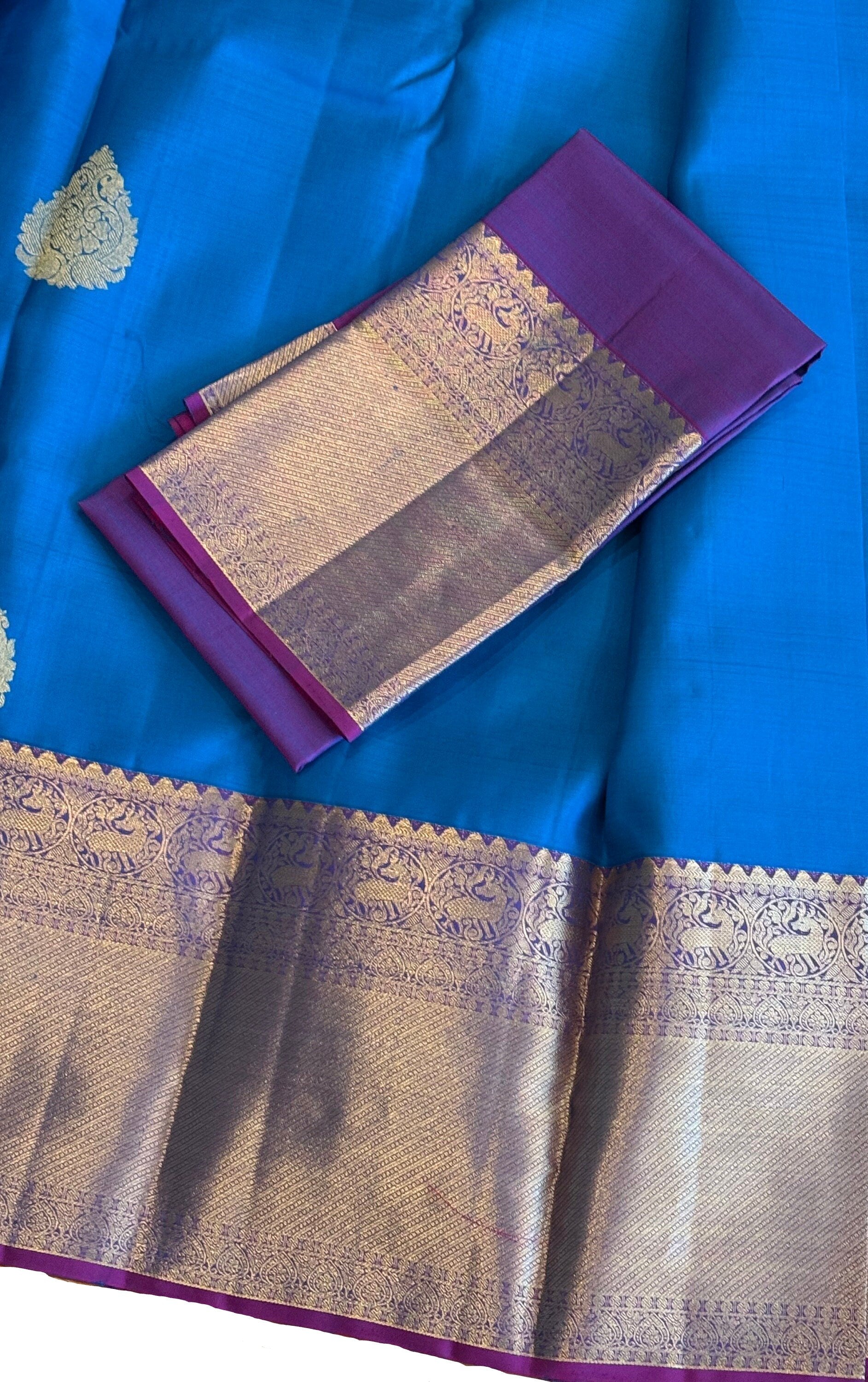 Cobalt Blue Kanchipuram Silk Saree
