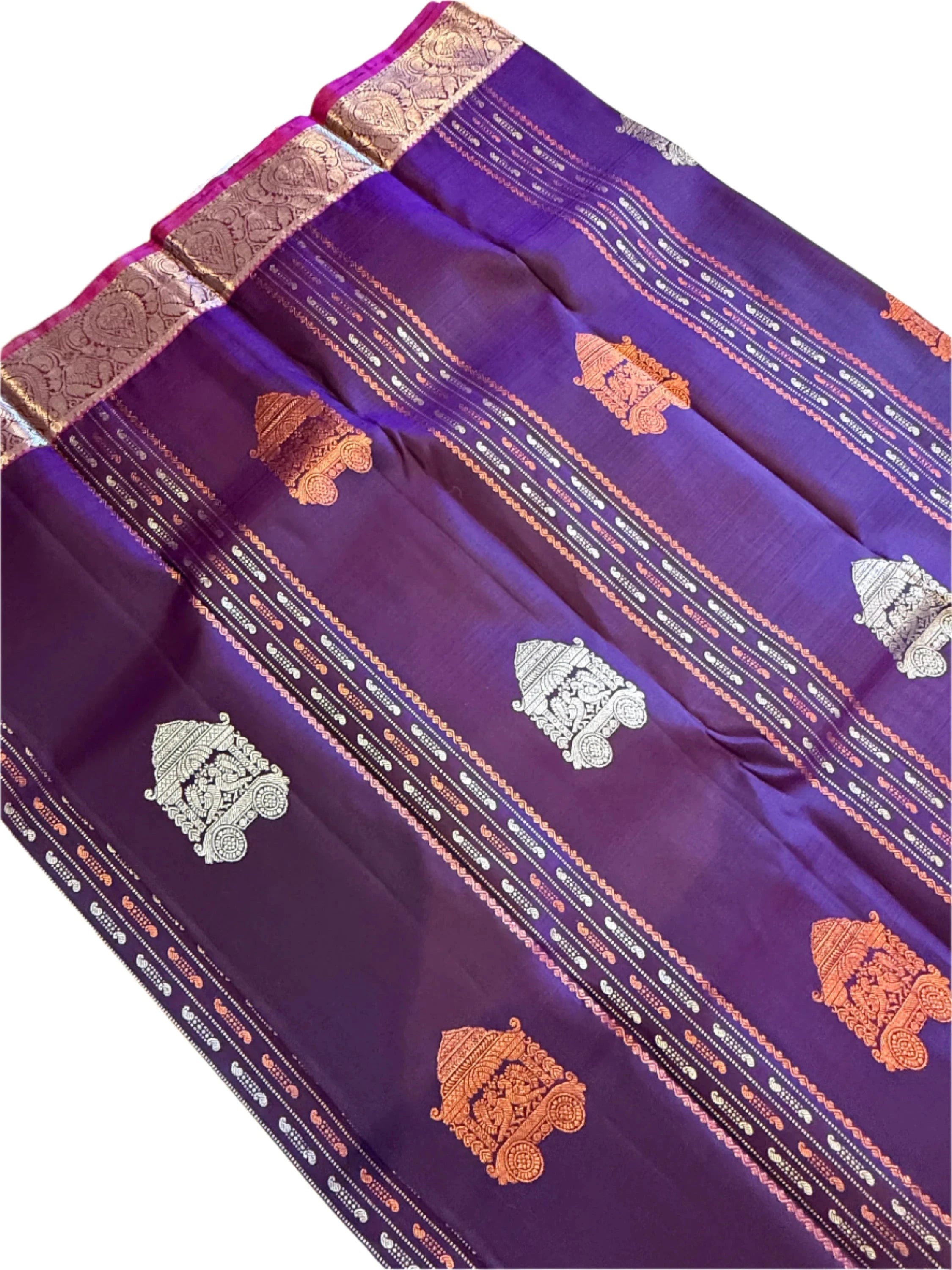 Wedding Partywear Purple Kanchipuram Silk Saree